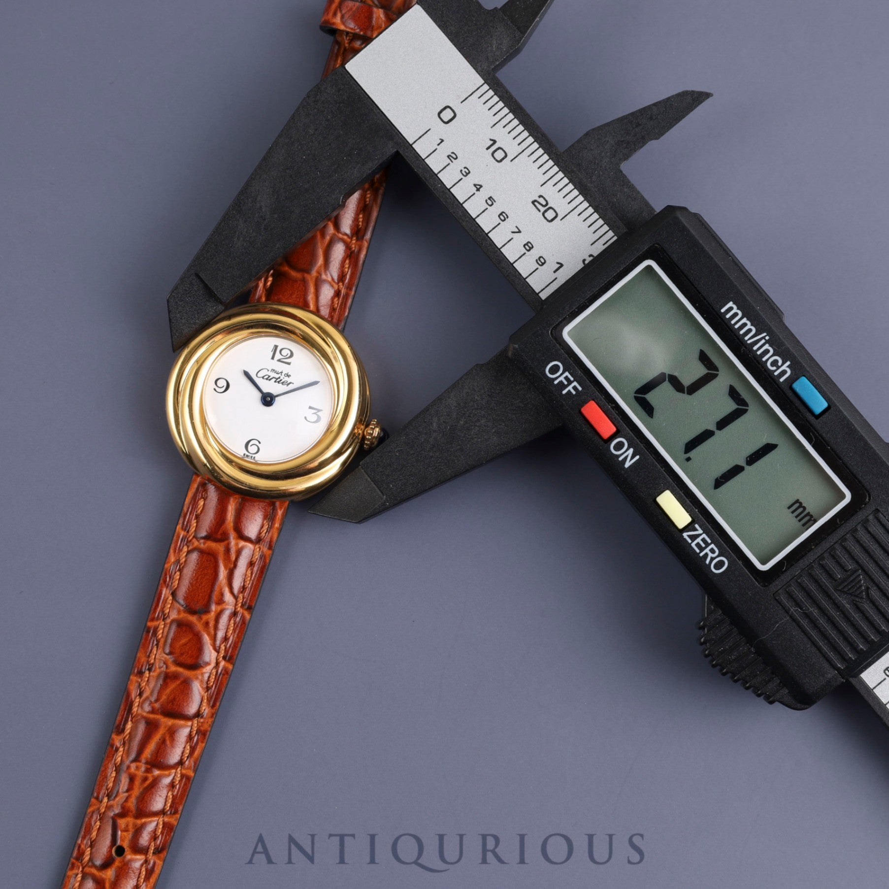 Cartier Must Trinity 2735 Quartz Cal.157 SV925 Leather Genuine Buckle (GP) White Arabic Dial Overhauled