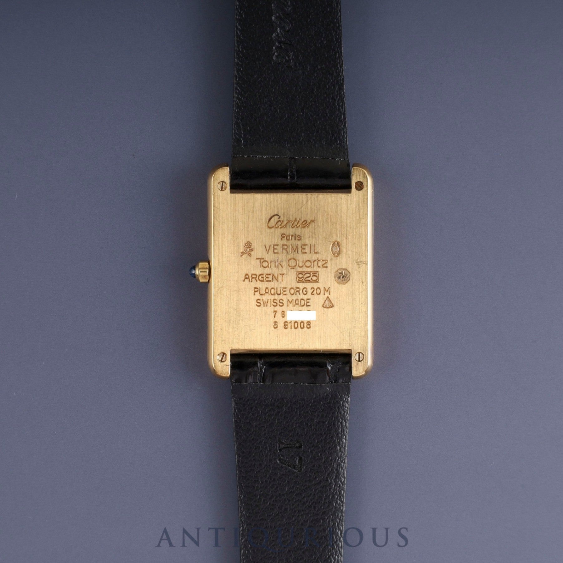 カルティエ マストタンク LM 681006 クォーツ Cal.81 SV925 革 純正尾錠(GP) アイボリーローマン文字盤 オーバーホール済み