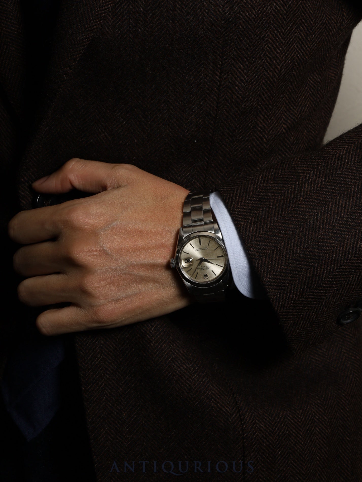 ロレックス オイスターパーペチュアルデイト 1500 自動巻き Cal.1560 SS SS シルバー文字盤 11番(1964年)オーバーホール済み