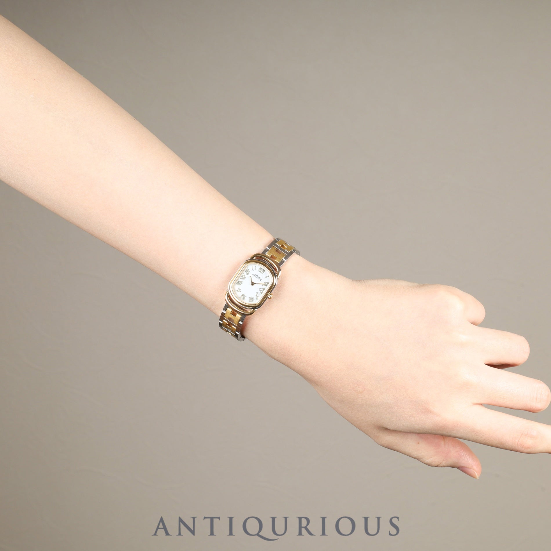 エルメス ラリー RA1.240 クォーツ Cal.976.001 SS/GP SS/GP ホワイト文字盤 オーバーホール済み