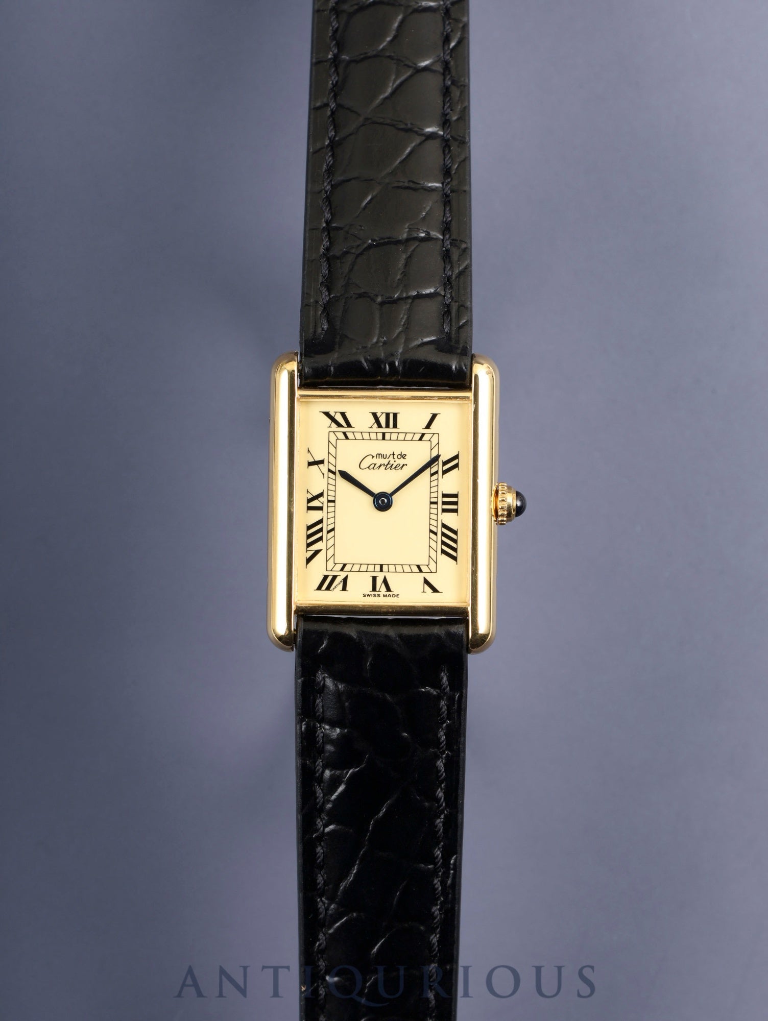 カルティエ マストタンク LM W1002753 / 590005 クォーツ Cal.069 SV925 革 純正ピンバックル(GP)アイボリーローマン文字盤 (SWISS MADE表記)箱 保証書(日付無記載)オーバーホール済み