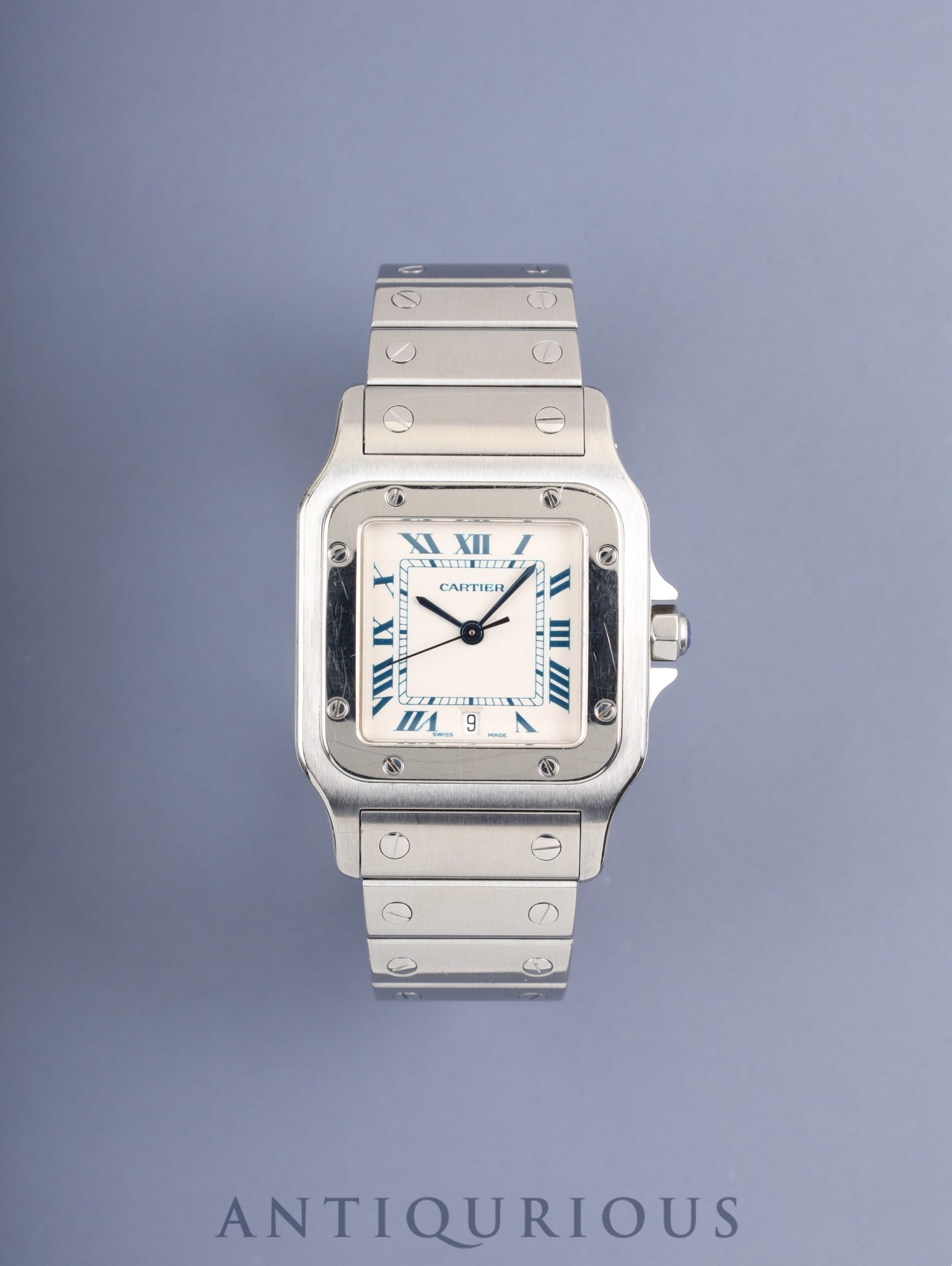 カルティエ サントス ガルベ LM W20018D6 / 1564 クォーツ Cal.687 SS SS ホワイトブルーローマン文字盤(SWISS MADE表記) オーバーホール済み
