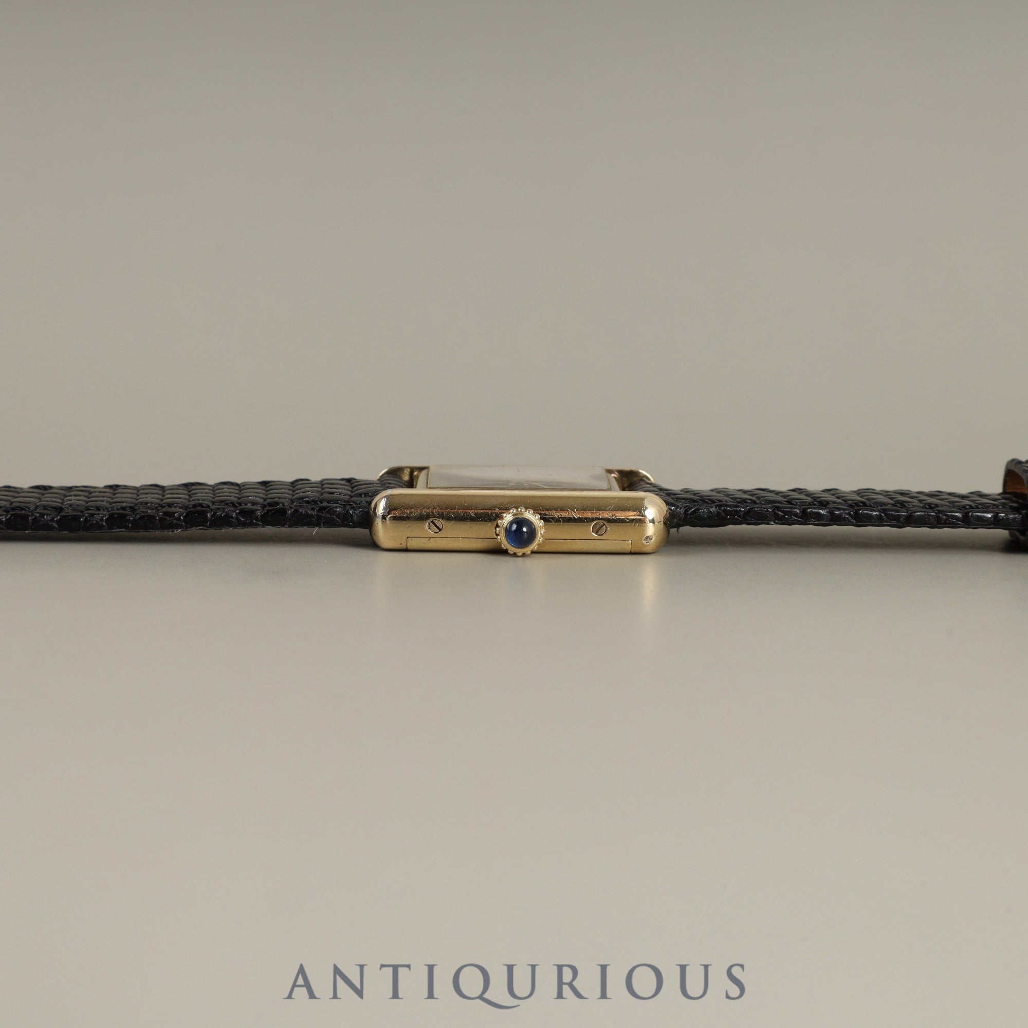 Cartier Must Tank SM Manual Winding Caliber - SV925 Leather Strap with Genuine GP Buckle, Onyx Dial (SWISS Marking), Circa 1976-1981, Overhauled