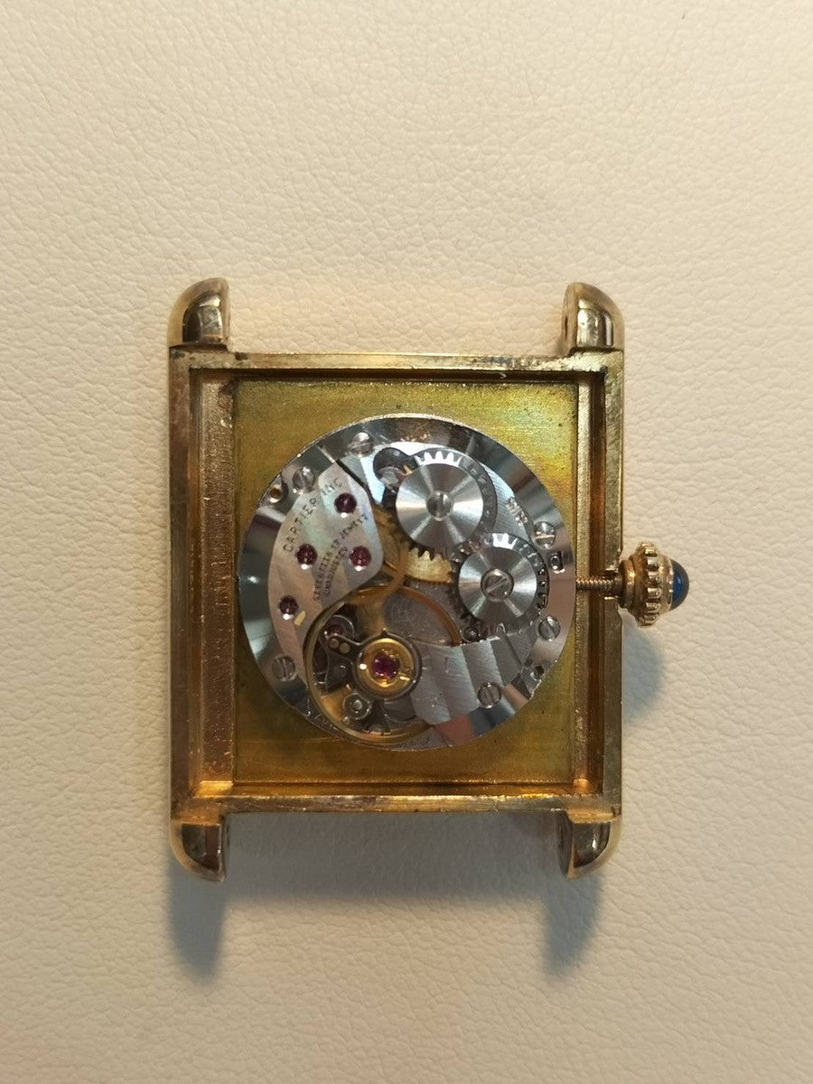 カルティエ マストタンク LM 手巻き SV925 革 純正尾錠(GP) アイボリーローマン文字盤 オーバーホール済み