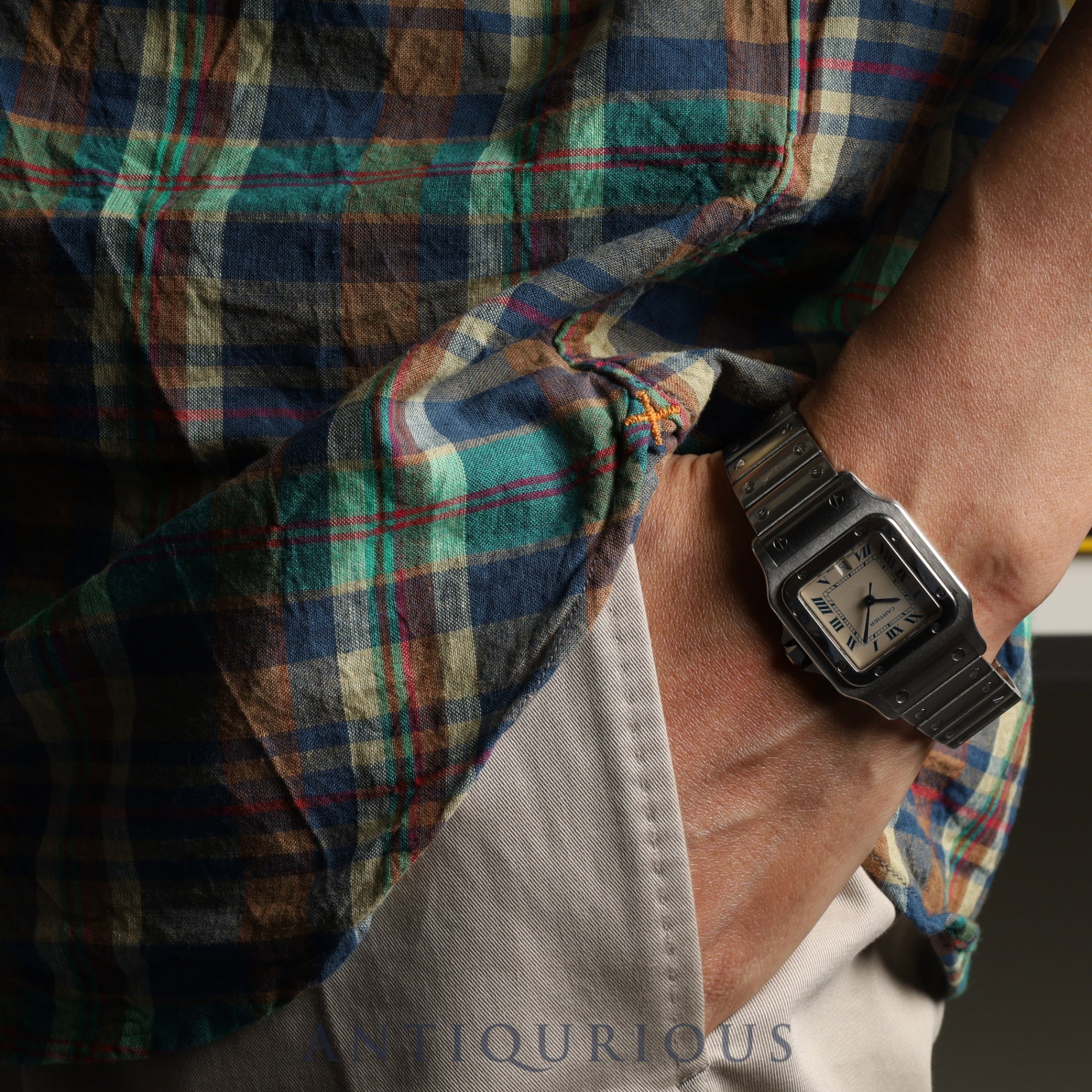 カルティエ サントス ガルベ LM W20018D6 / 987901 クォーツ Cal.87 SS SS ホワイトローマン文字盤 オーバーホール済み