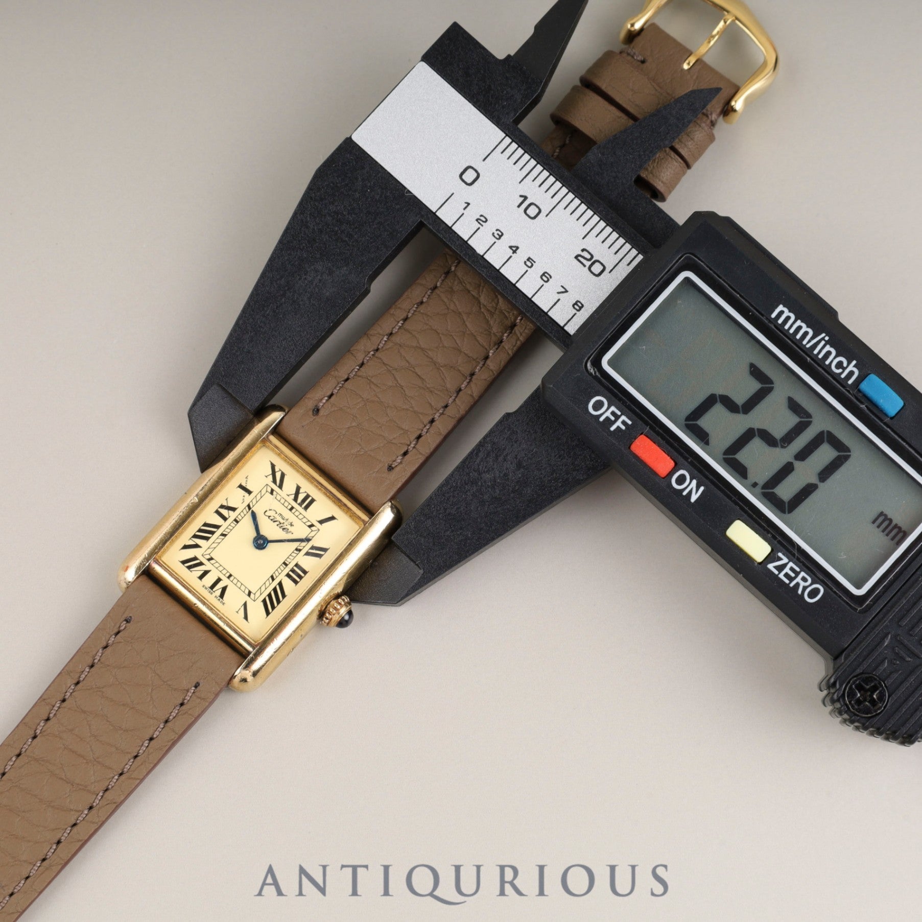 Cartier Must Tank MM 2415 Quartz Caliber - SV925 Leather Strap with Genuine GP Buckle, Ivory Roman Dial, Booklet, Overhauled