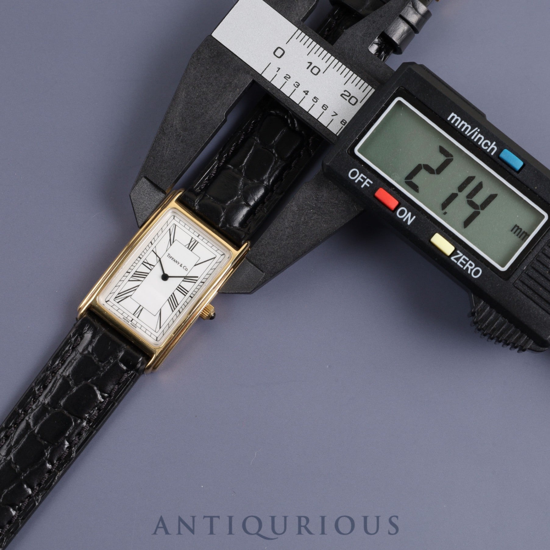 Tiffany Classic M0430 Quartz YG Leather Genuine Buckle (GP) White Dial Box Warranty (1994)