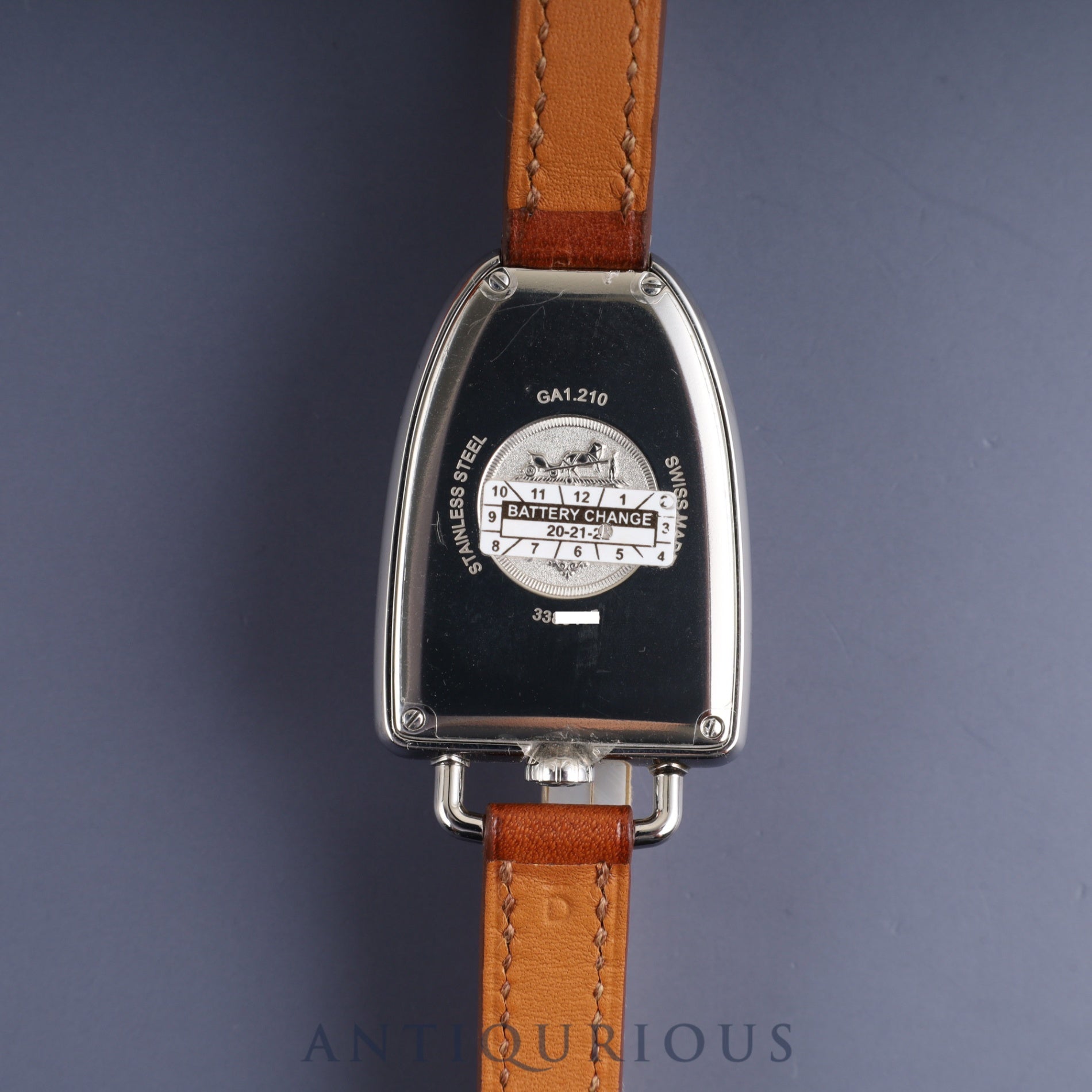 Hermes Galop GM GA1.210 Quartz SS Genuine leather strap (D stamp: 2019) Genuine buckle (SS) Silver dial Box Warranty (2019) Overhauled