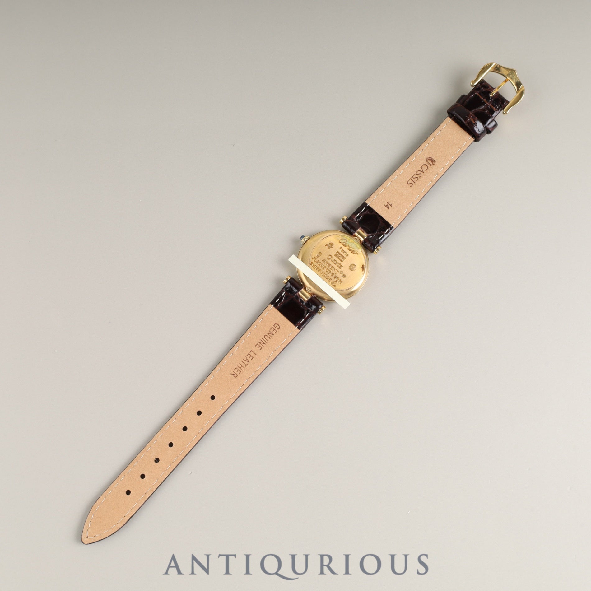 カルティエ マスト ヴァンドーム VLC SM クォーツ Cal.81 SV925 革 純正尾錠(GP) マホガニー文字盤(クラック) オーバーホール済み