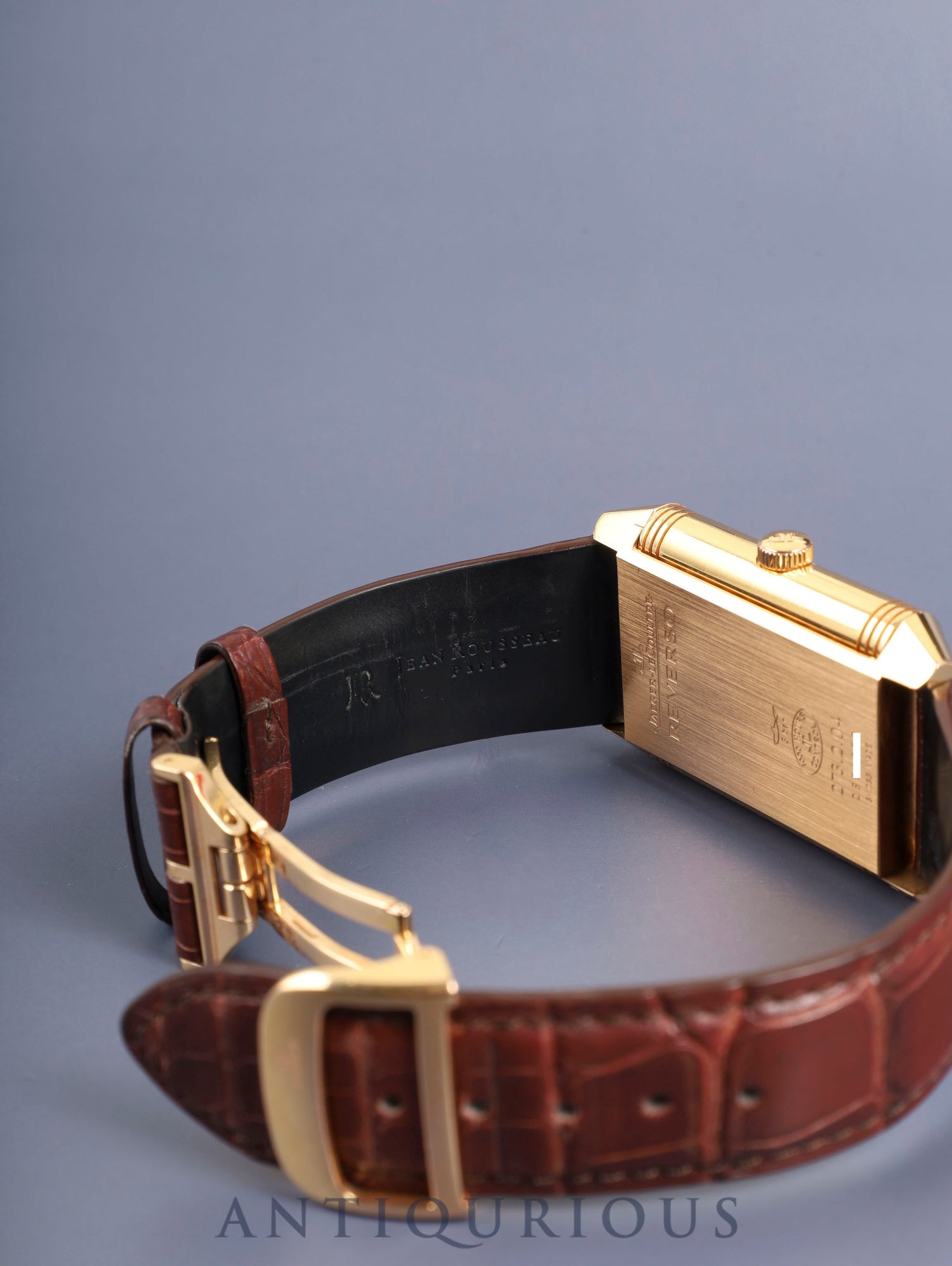 ジャガー・ルクルト グランド レベルソ 273.2.04 / Q3732420 手巻き Cal.976 750PG JEAN ROUSSEAU社革ベルト 純正バックル(750PG)シルバーアラビア文字盤 箱 冊子 保証書 タグ オーバーホール済み