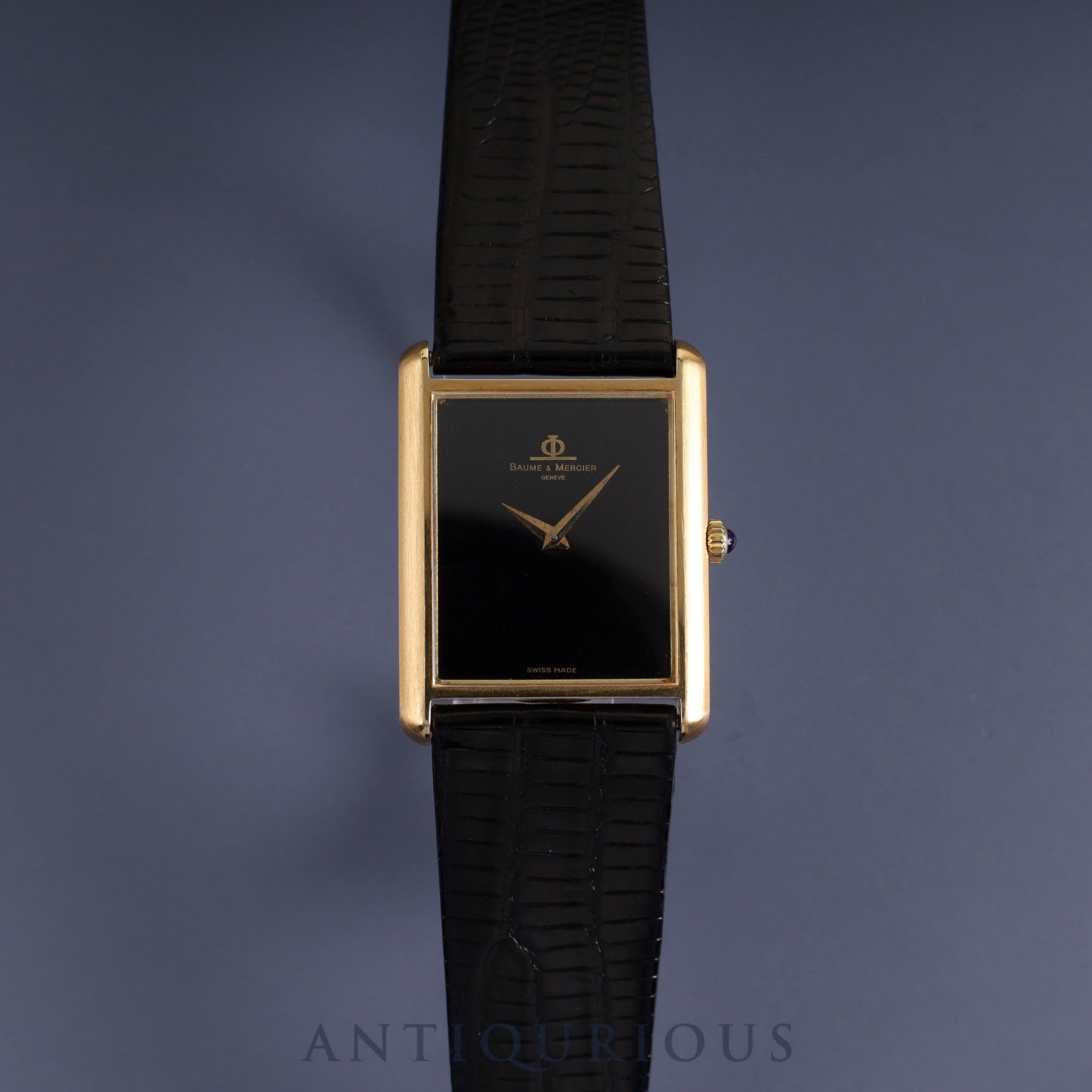 Baume & Mercier Rectangular 37059 (B) Manual winding Cal.8M775 750 Leather Genuine buckle (GP) Black (onyx) dial Overhauled