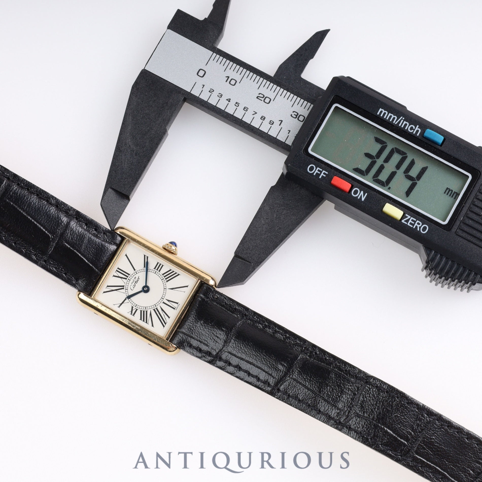 Cartier Must Tank LM QZ W1005654 590005 SV925 Leather Genuine Buckle Opalan Dial