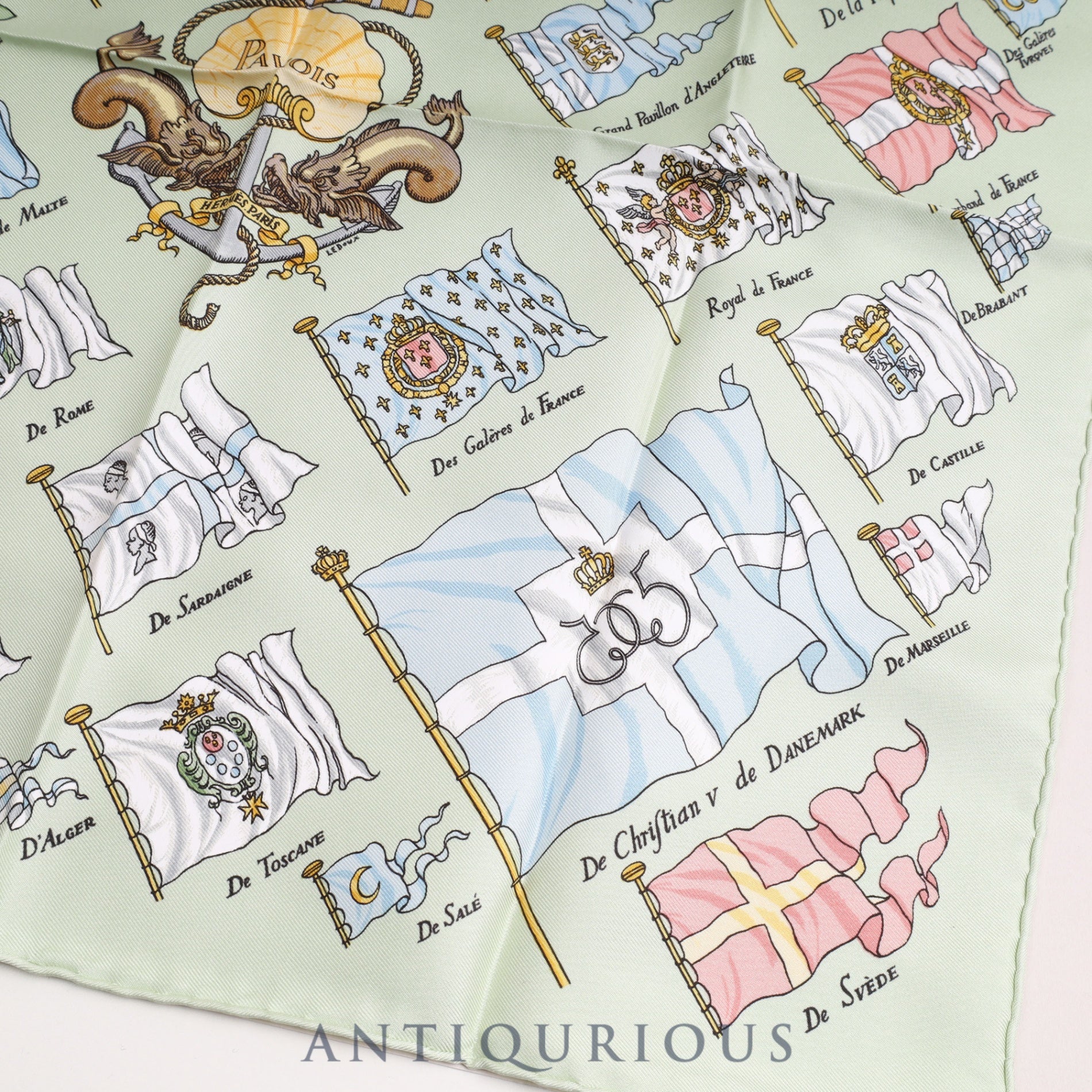 Hermes Scarf Carre 45 PAVOIS Ship Flag 100% Silk