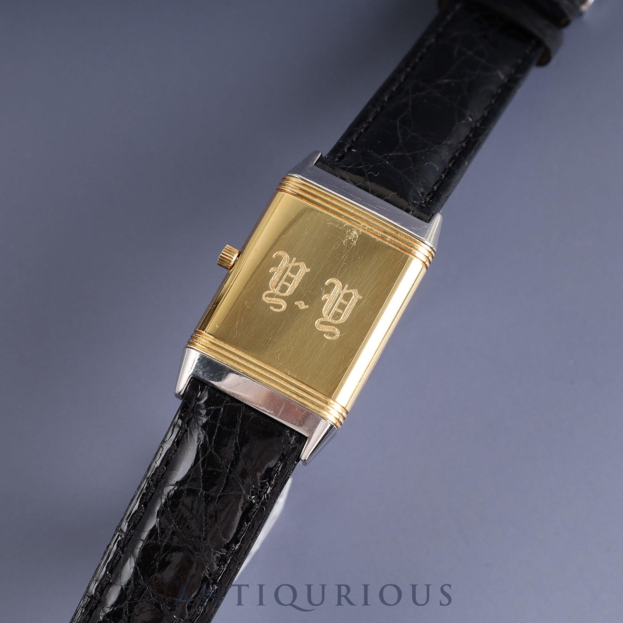 ジャガー・ルクルト レベルソ クラシック 250.8.08 クォーツ SS/YG 革 純正尾錠(SS)シルバーアラビア文字盤 オーバーホール済み ※ケース裏彫りあり