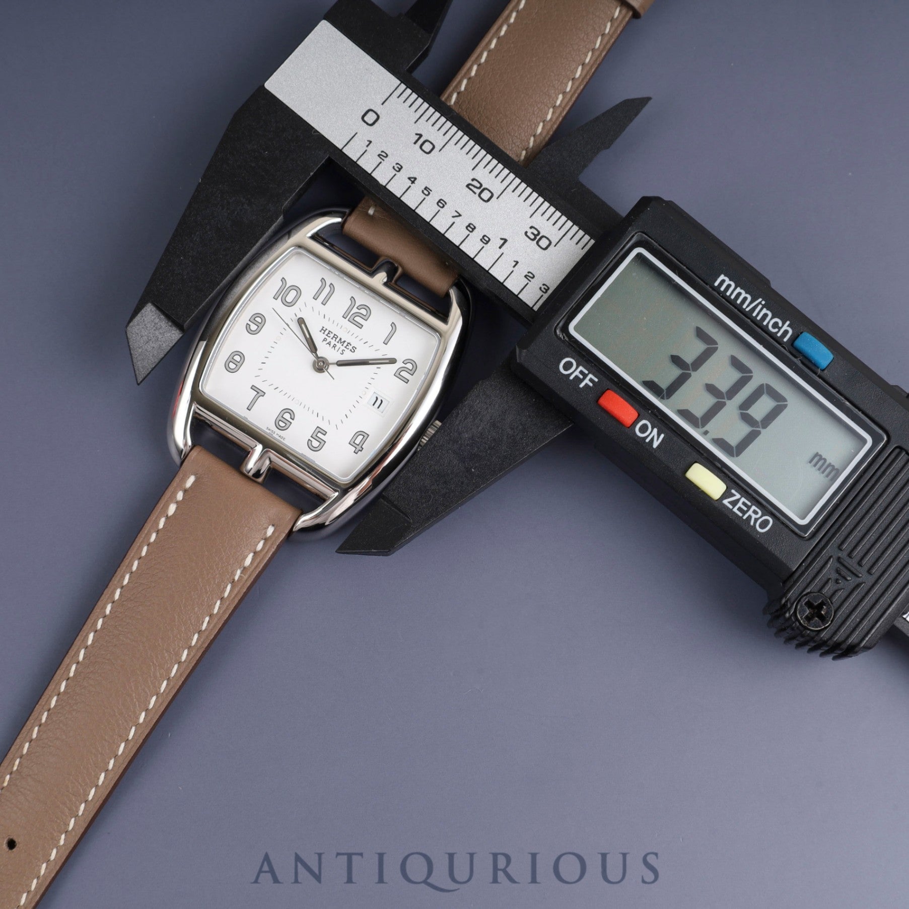 Hermès Cape Cod Tonneau CT1.710 Quartz Movement, Stainless Steel, Genuine Leather Strap (Stamped N: 2010), Genuine Buckle (SS), White Dial, Box, Warranty Card (2010), Overhauled