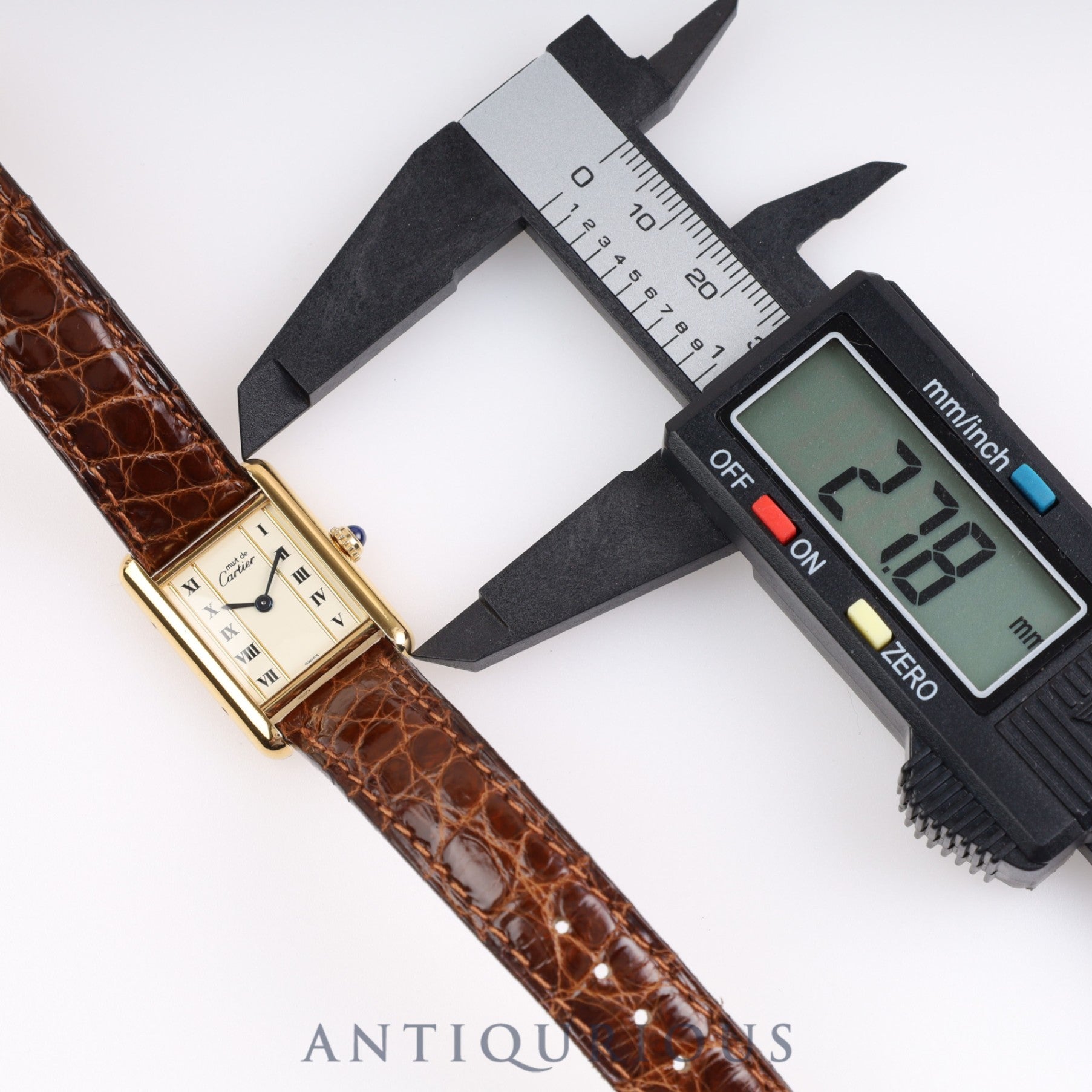 Cartier Must Tank SM QZ W1003053 / 5057001 Cal.57 SV925 Leather Genuine Buckle Straight Roman Dial Box