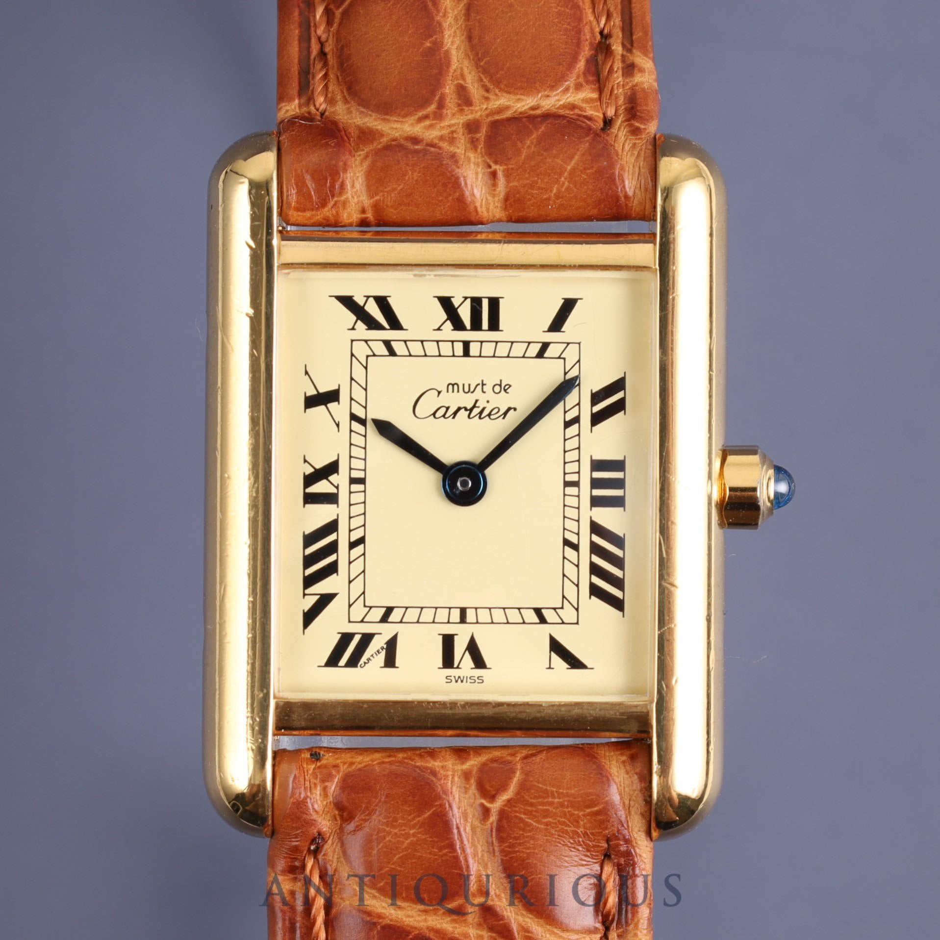 カルティエ マストタンク SM 3 66001 クォーツ Cal.157 925 革 純正尾錠(GP)アイボリーローマン文字盤 オーバーホール済み 新品仕上げ済み