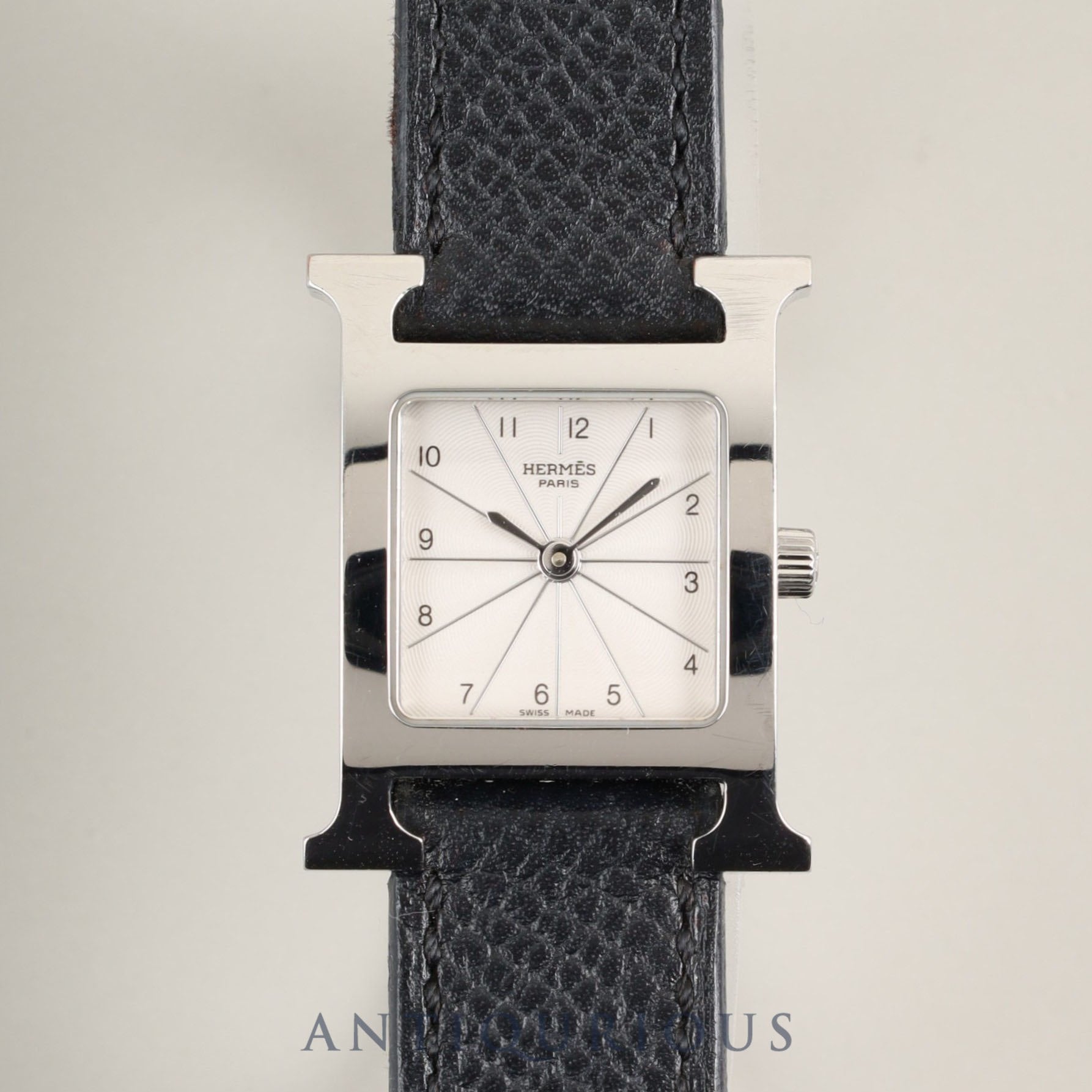 エルメス Hウォッチ ドゥブルトゥール HH1.210 クォーツ Cal.901.001 SS 純正革ベルト(T刻印:2015年)純正尾錠(SS)ホワイト文字盤 箱 保証書 冊子 オーバーホール済み