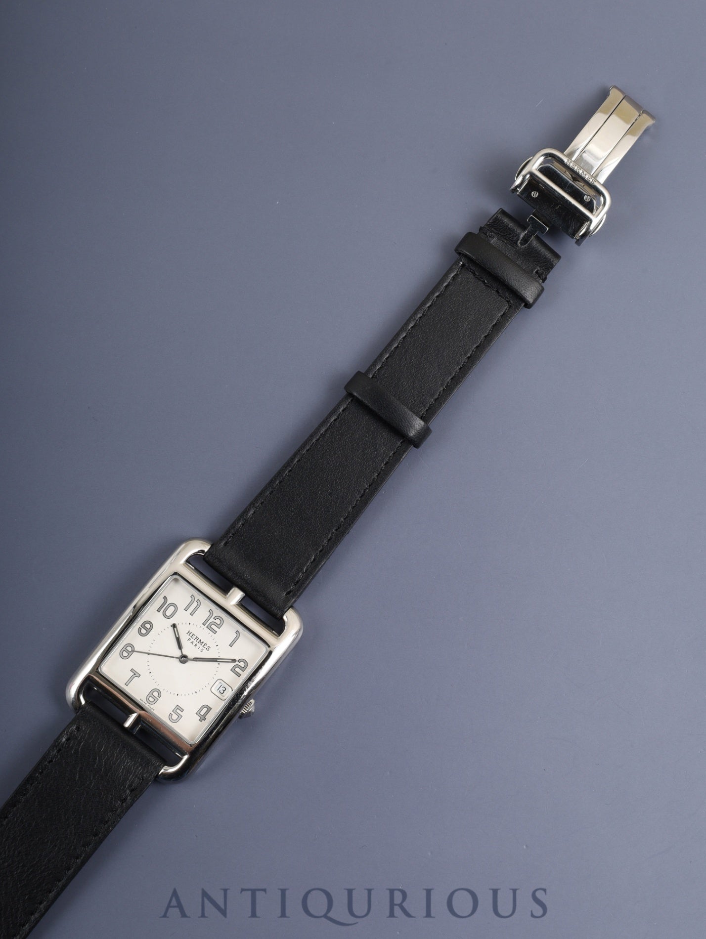 Hermes Cape Cod CC1.810 Quartz Cal.164111 Stainless Steel Leather Strap Original Buckle (Stainless Steel) Silver Arabic Dial Overhauled