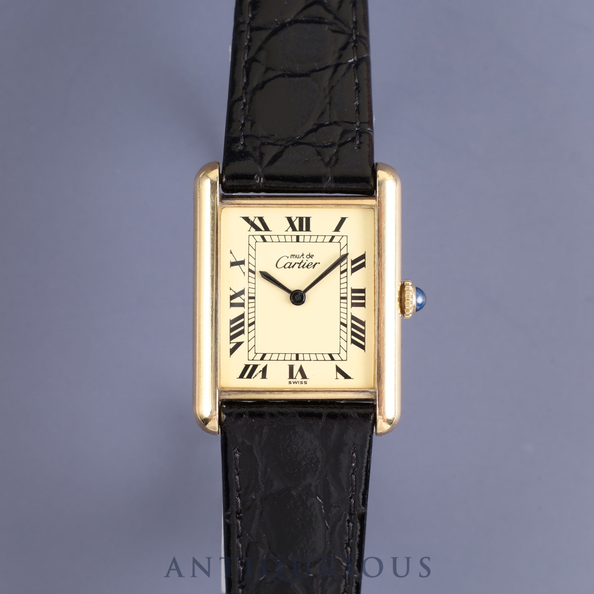 Cartier Must Tank LM Manual winding Cal.78-1 SV925 Leather Genuine buckle Ivory Roman dial Circa 1976-Early 1980s Overhauled