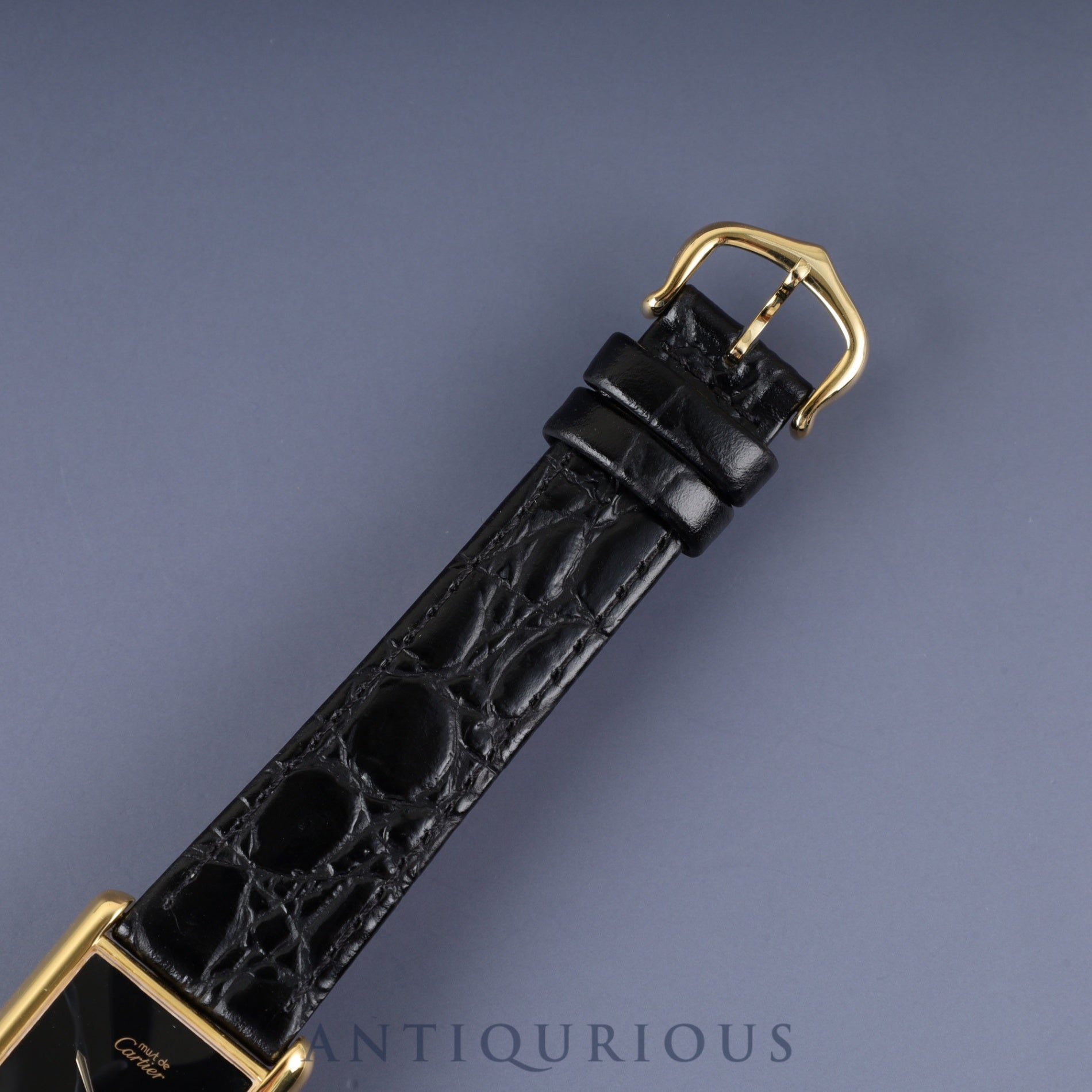 カルティエ マストタンク LM 手巻き Cal.78-1 SV925 革 純正尾錠(GP) オニキス文字盤 オーバーホール済み 新品仕上げ済み