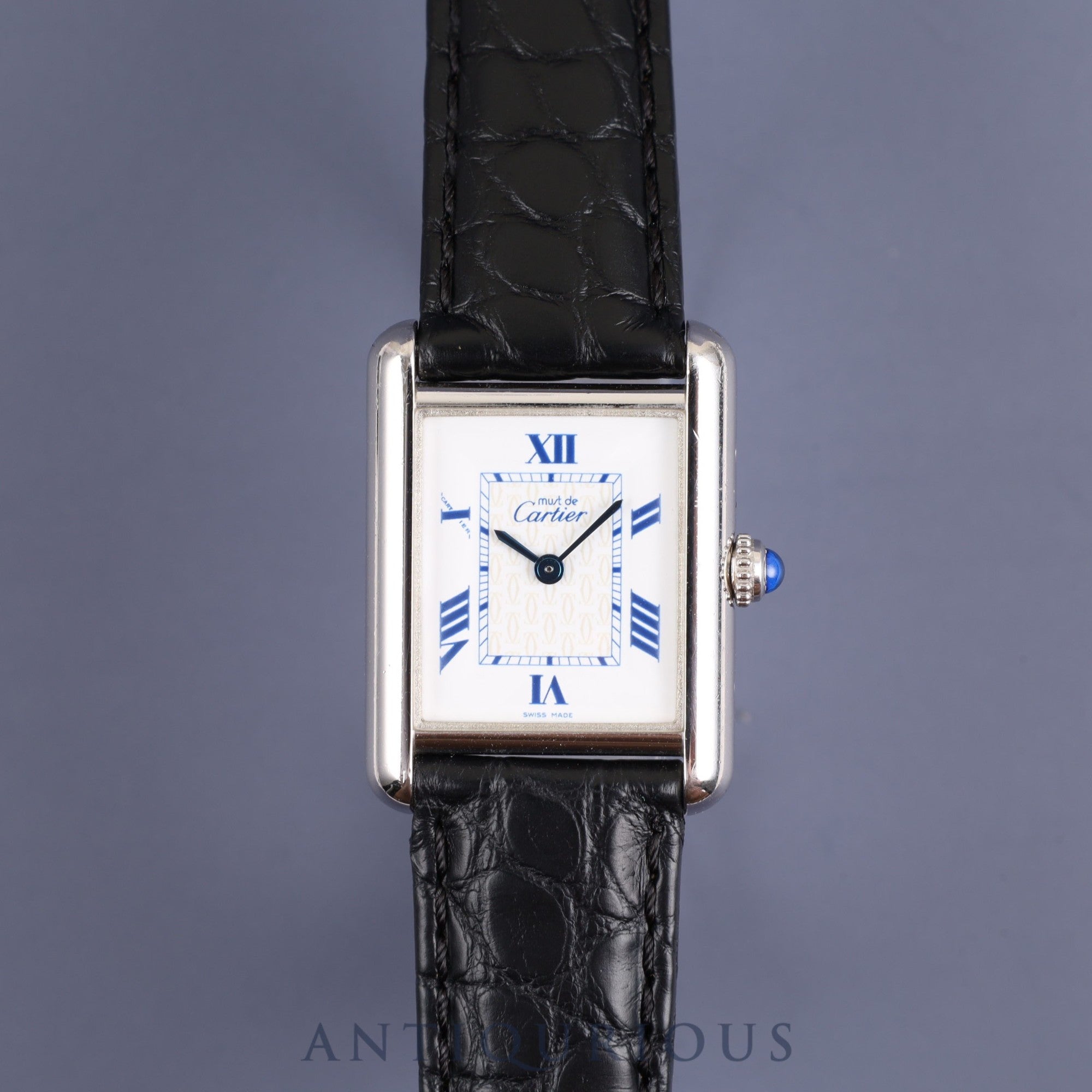 Cartier Must Tank MM W1014054 / 2416 Quartz Cal.057 SV925 Leather Genuine D-buckle Roman dial 1990-2004 Overhauled