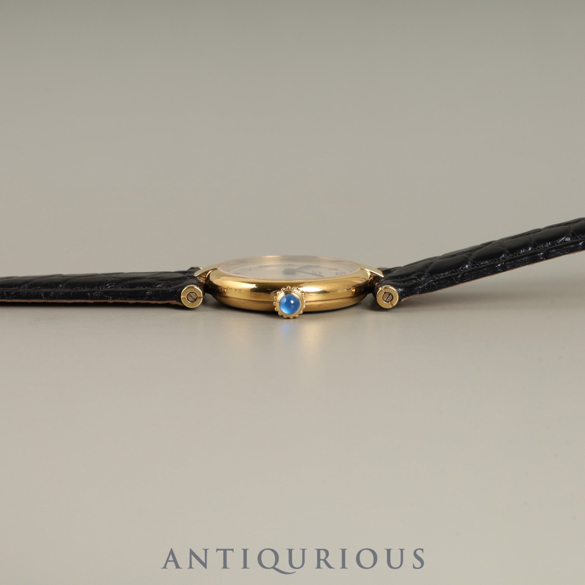 Cartier Must Vendôme VLC SM 590004 Quartz Caliber 90 SV925 Leather Strap with Genuine D-buckle (GP) Arabic Dial Overhauled