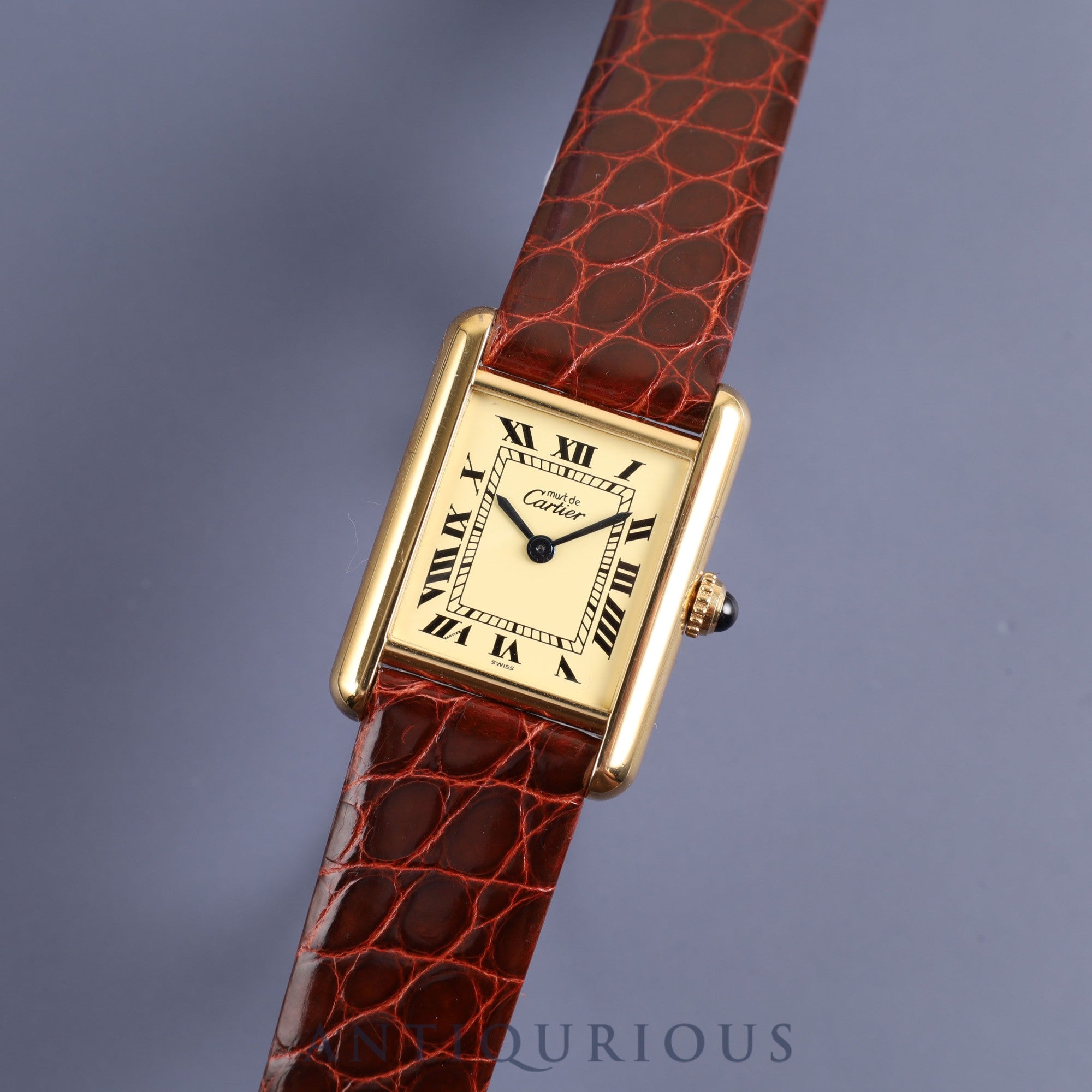 Cartier Must Tank SM 1613 Quartz Cal.057 SV925 Leather Genuine Buckle (GP) Ivory Dial Box Warranty (1996) Overhauled