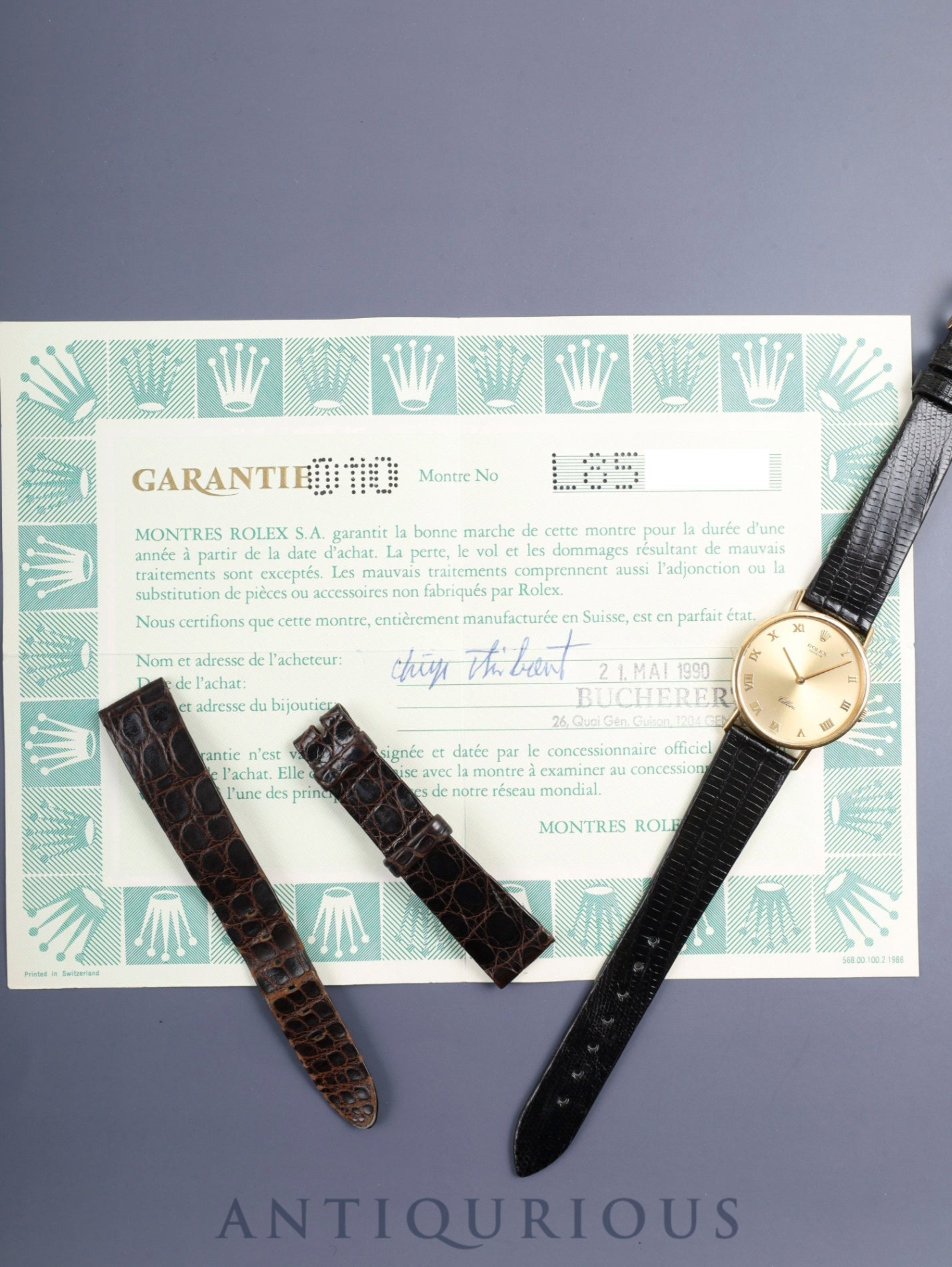 ロレックス チェリーニ 5112 手巻き Cal.1601 750YG 革 純正ピンバックル(750YG) シャンパン文字盤 L番台 保証書(1990年) オーバーホール済み