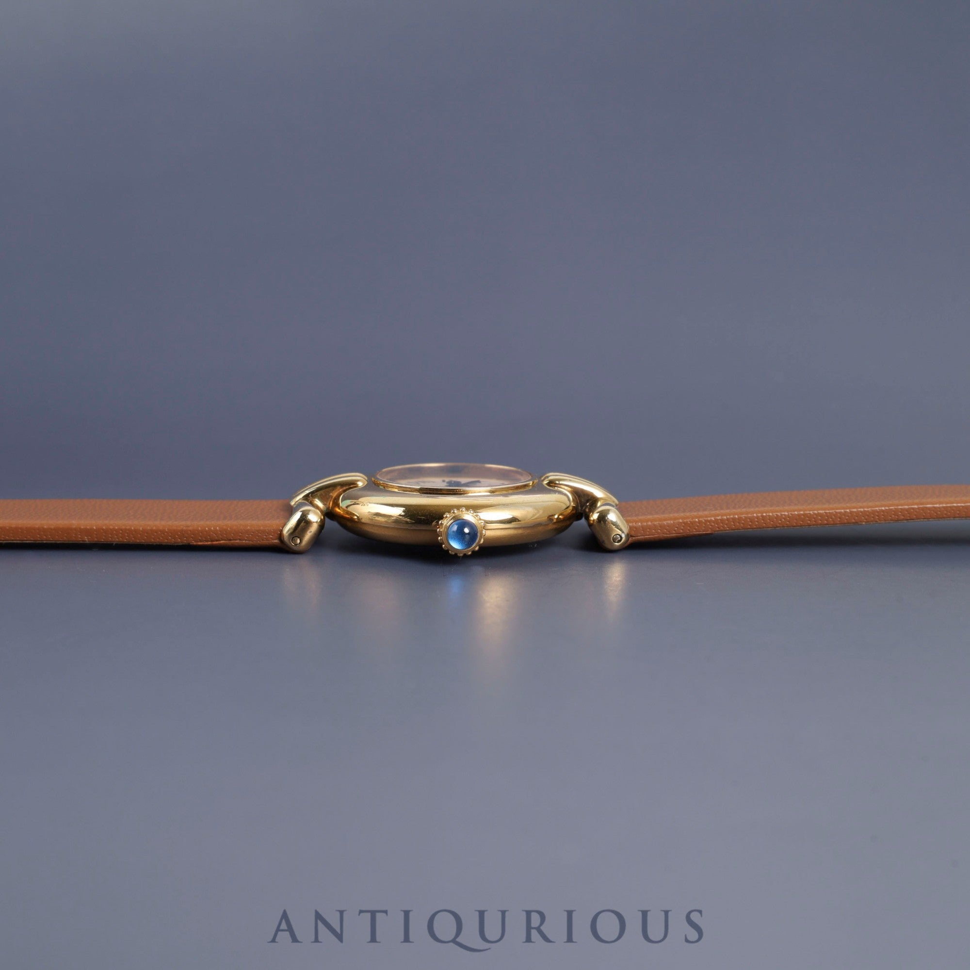 Cartier Must Colisee 590002 Quartz SV925 Leather Genuine Buckle (GP) Ivory Roman Dial Overhauled