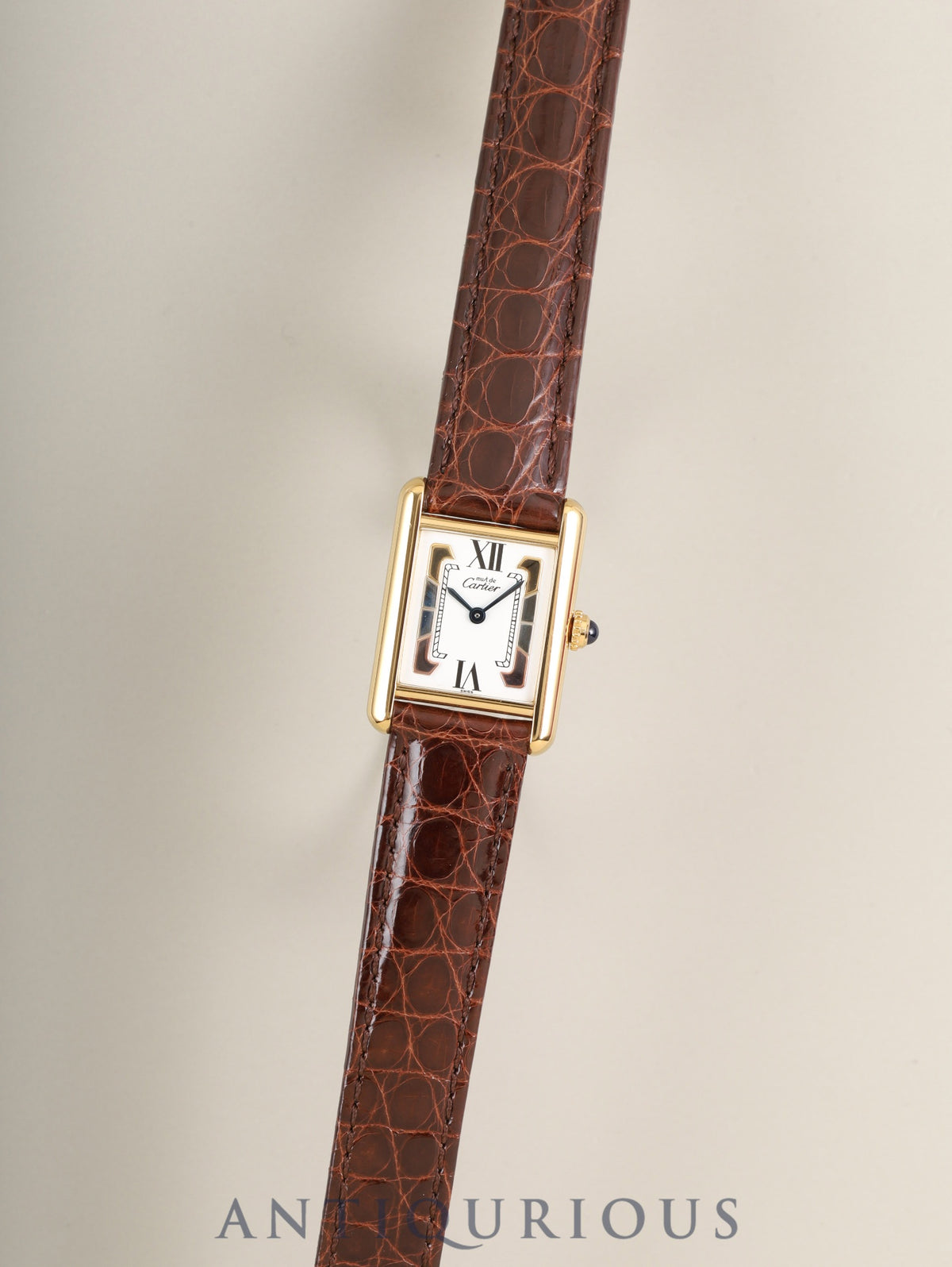 Cartier Must Tank SM 5057001 Quartz Cal.057 SV925 Leather Genuine Deployant Buckle (GP) Trinity Dial (SWISS marking) Box Genuine Leather Strap Included Overhauled