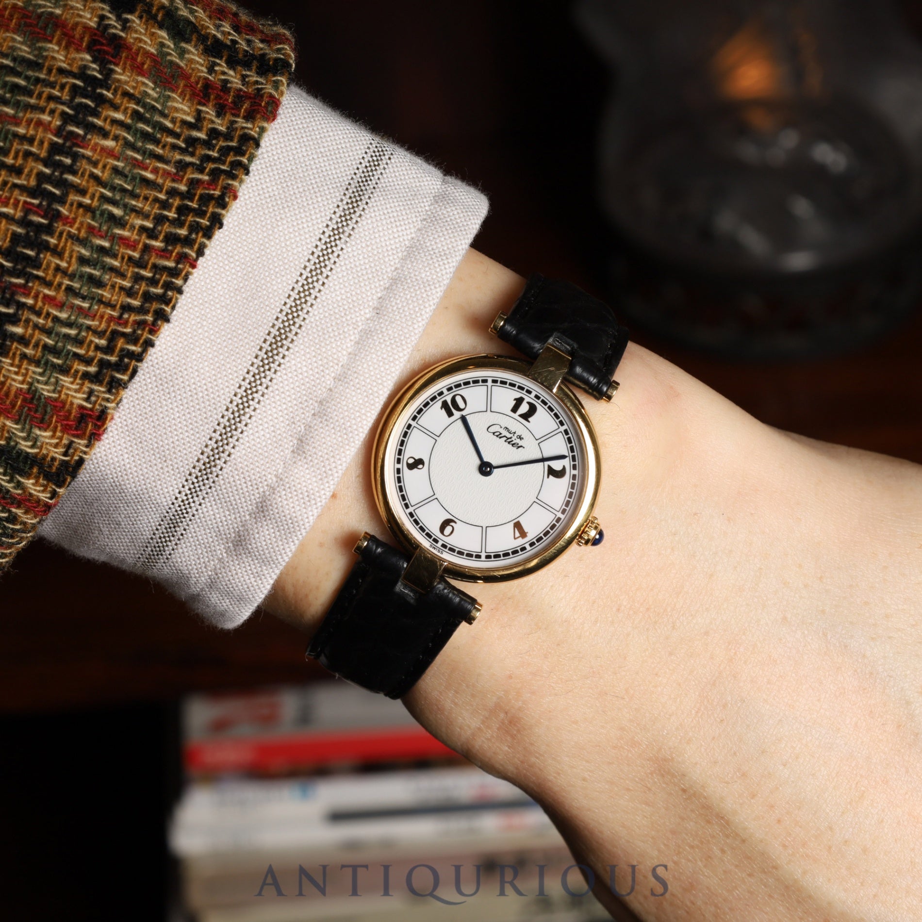 カルティエ マスト ヴァンドーム VLC LM W1009754 / 1861 クォーツ Cal.90 SV925 革 純正Dバックル(GP)飛びアラビア文字盤 オーバーホール済み