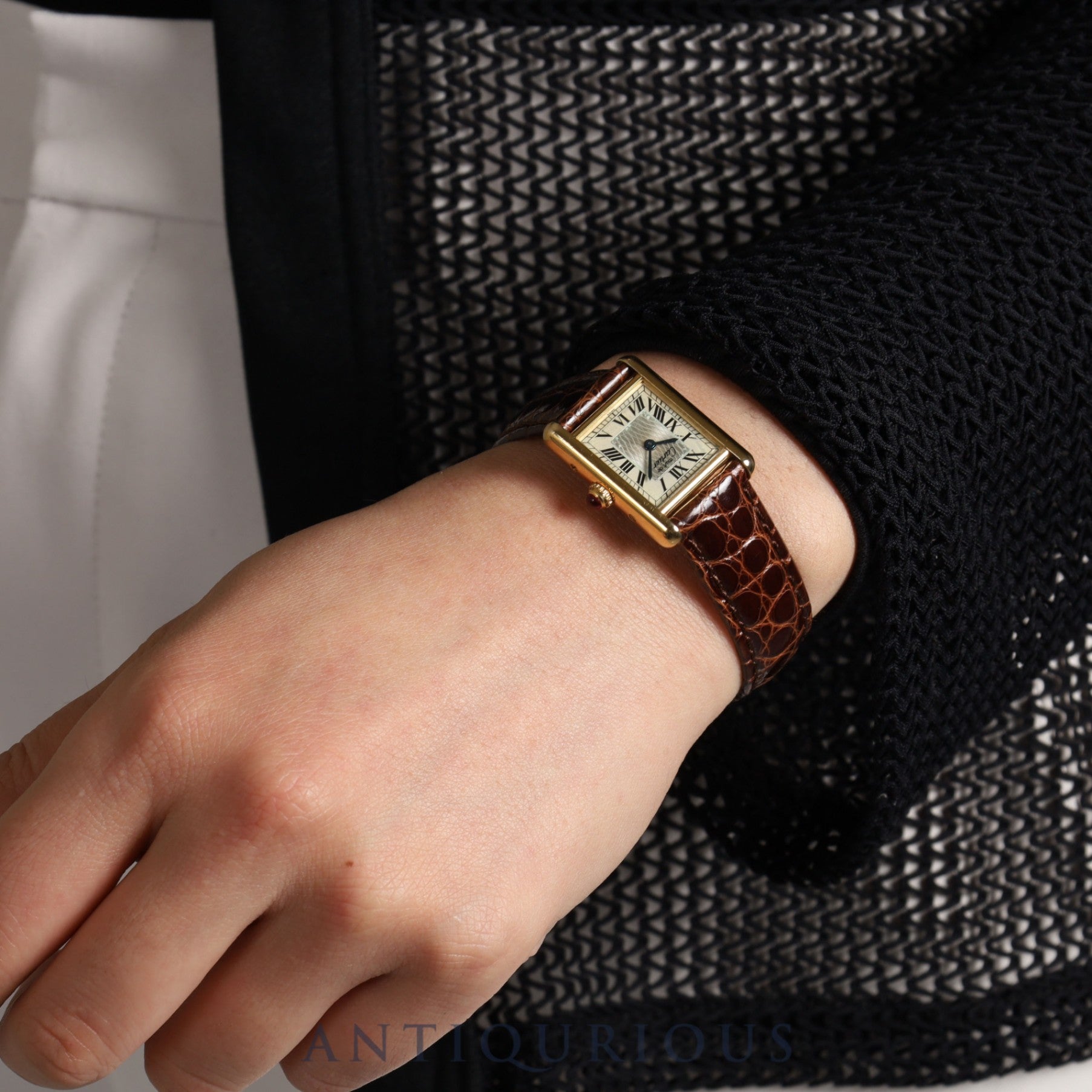 カルティエ マストタンク SM 150周年記念モデル W1010195 クォーツ Cal.057 SV925 革 純正尾錠 Dバックル(GP) ホワイトローマン文字盤 1997年 箱 保証書 オーバーホール済み