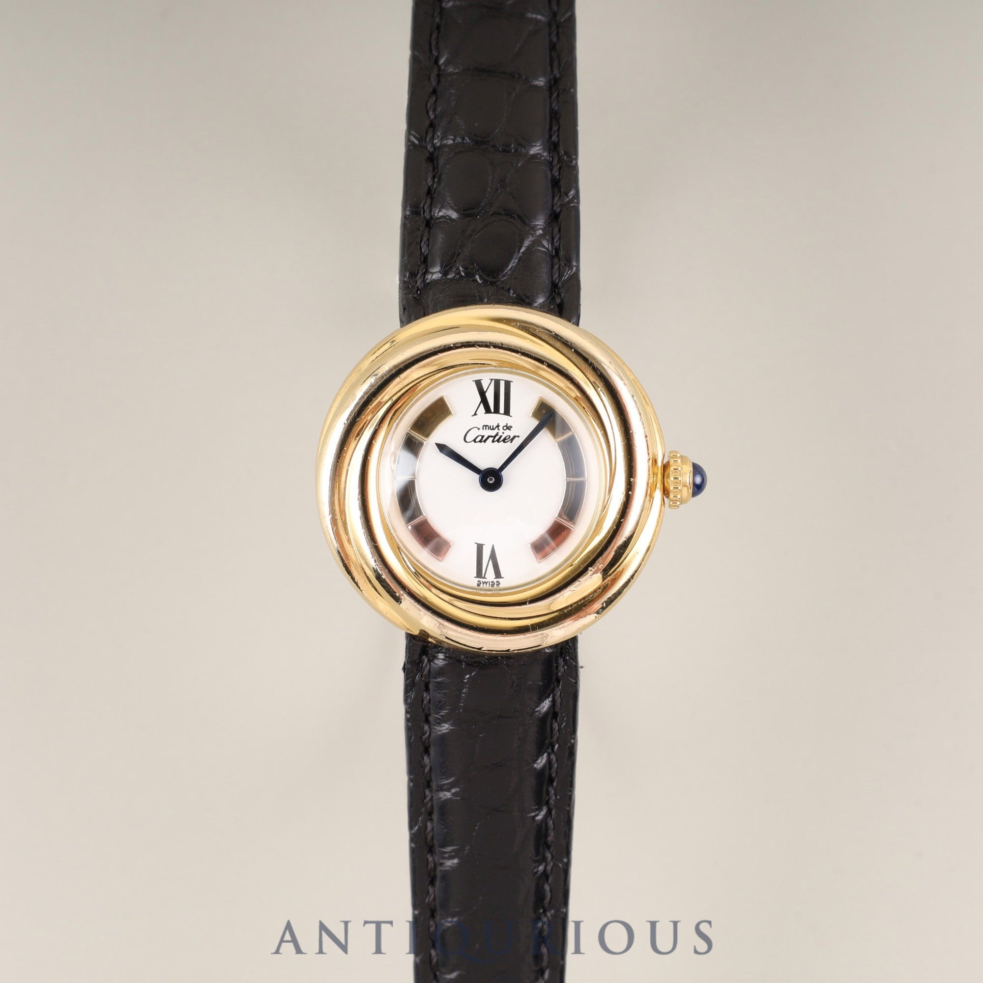 Cartier Must Trinity W1010644 / 2735 Quartz Caliber - SV925 Leather Genuine D-buckle (GP) Trinity Dial Box Completely serviced at a Cartier boutique