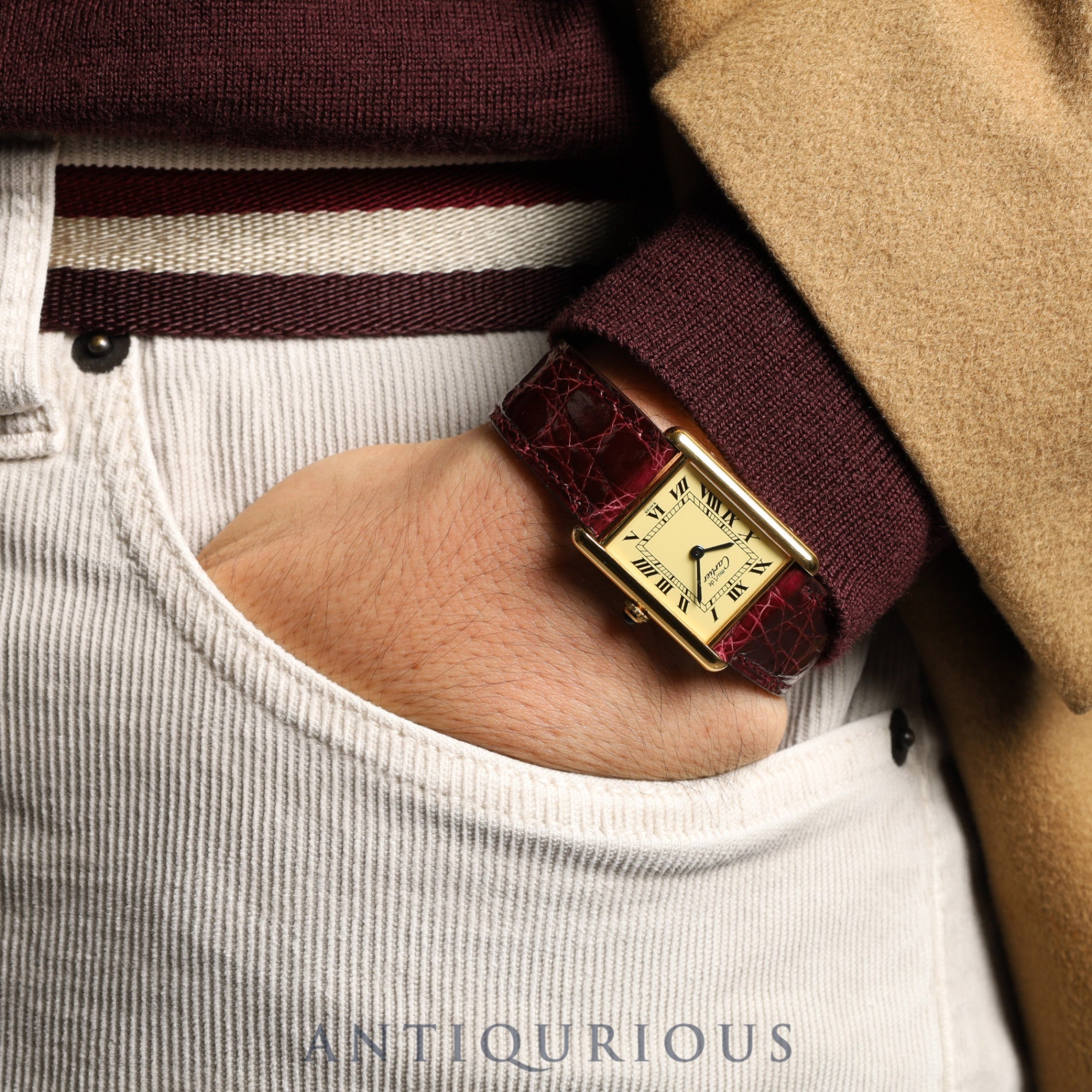 Cartier Must Tank LM 590005 Quartz Cal.90 SV925 Genuine leather strap Genuine buckle (GP) Ivory Roman dial Box Overhauled