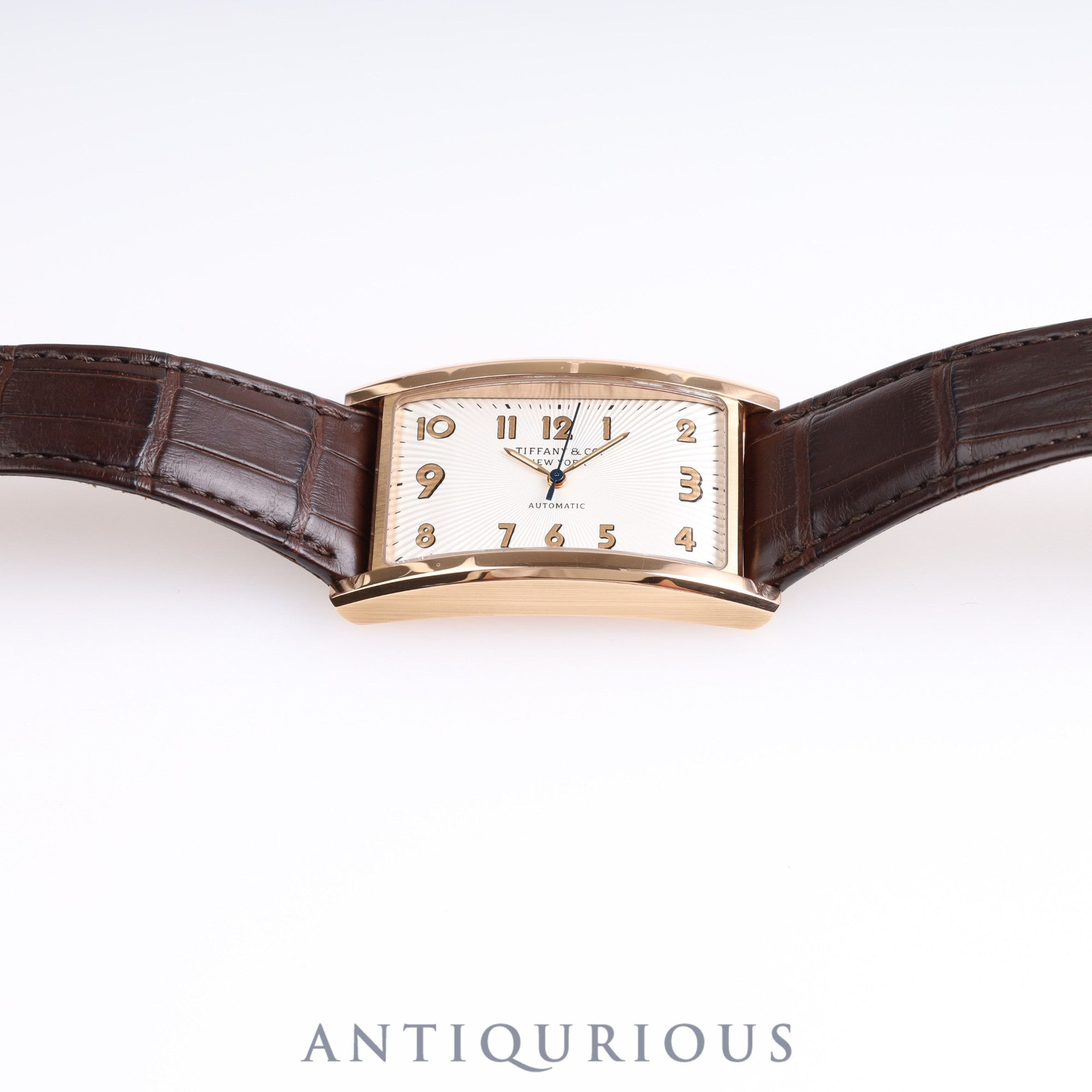 Tiffany East West Automatic PG Leather Silver Dial
