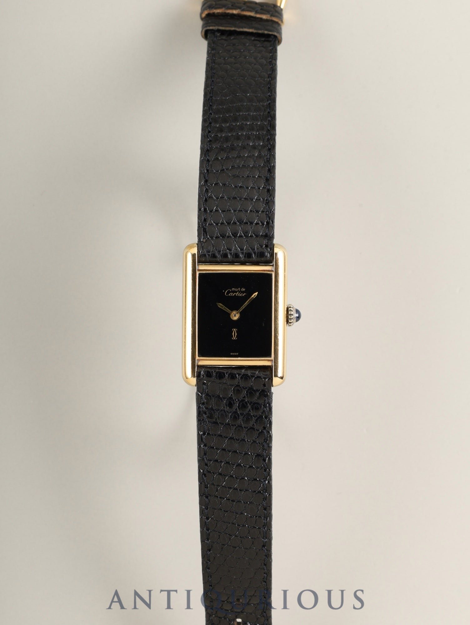 Cartier Must Tank SM Manual winding Cal.78-1 SV925 Genuine leather strap Genuine pin buckle (GP) Onyx dial (SWISS notation) Box Overhauled