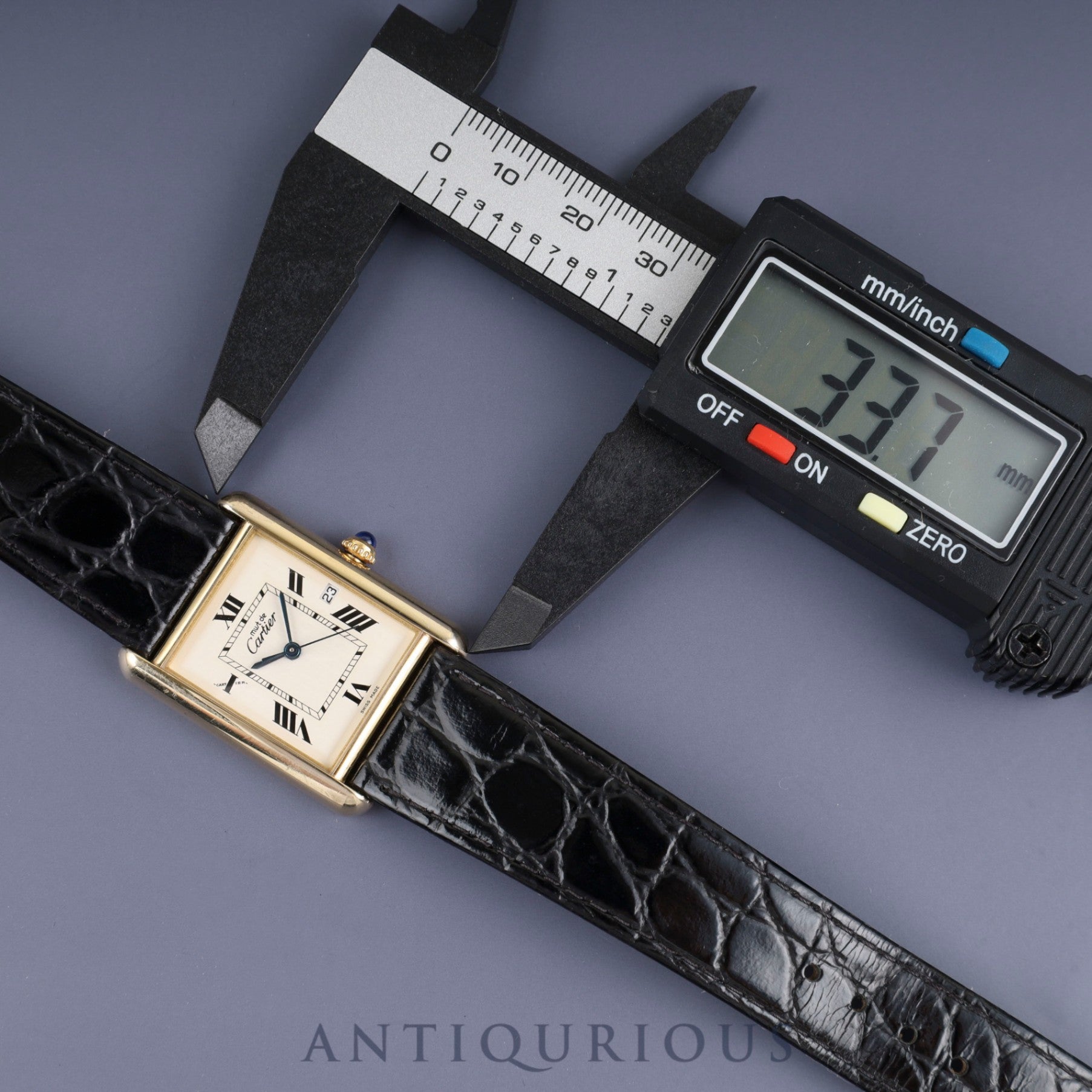 カルティエ マストタンク GM(XL) 2413 クォーツ Cal.87 SV925 革 純正尾錠(GP) ホワイト飛びローマン文字盤 オーバーホール済み