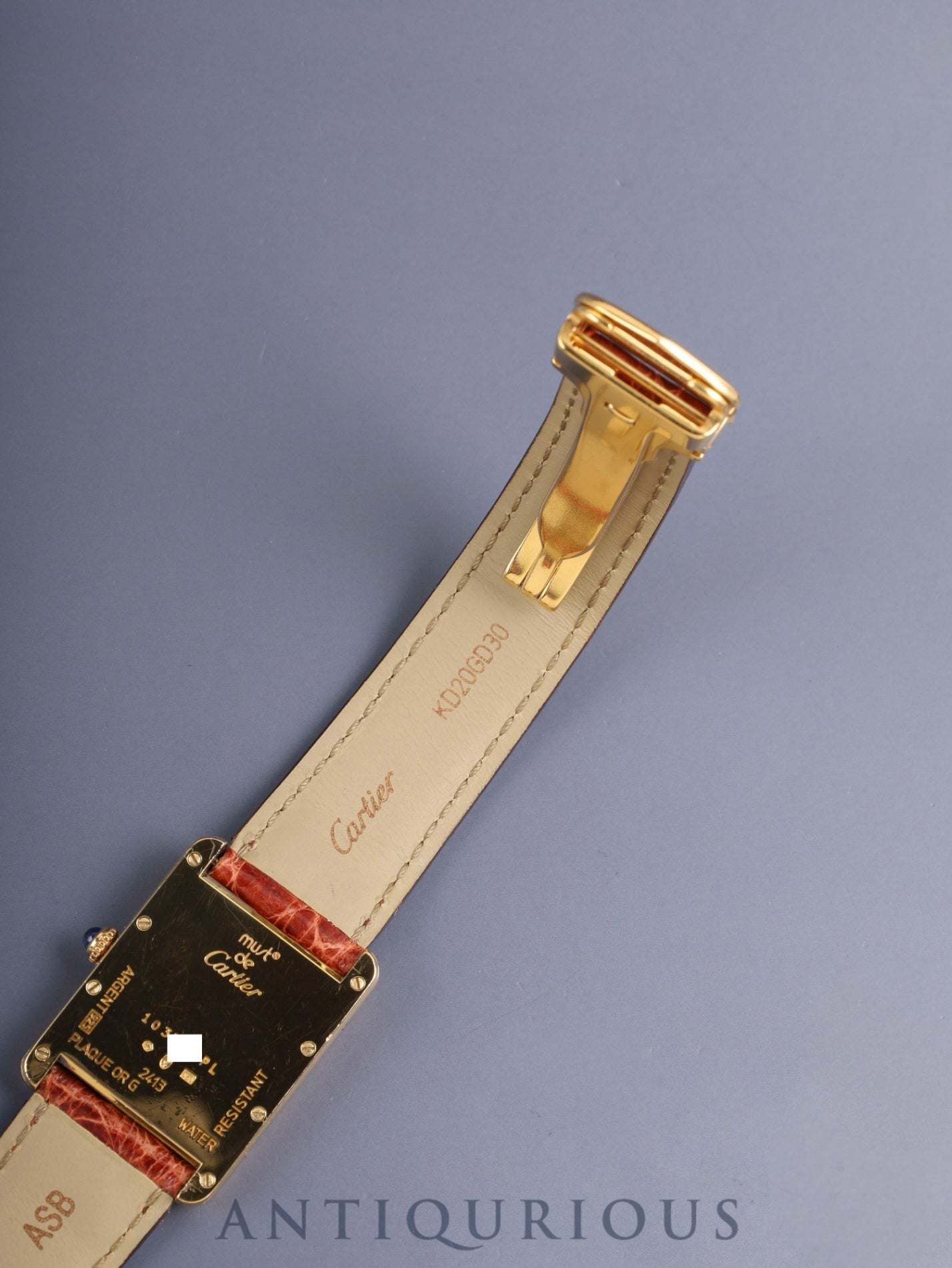 カルティエ マストタンク GM(XL) W1017454 / 2413 クォーツ Cal.687 SV925 純正レザーベルト 純正Dバックル(GP) アイボリーローマン文字盤(SWISS MADE表記)箱 冊子 保証書(2001年) オーバーホール済み