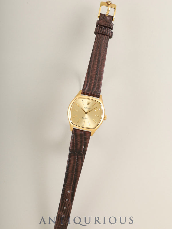 Rolex Cellini 3801 Manual Winding Cal.1600 750YG Leather Original Pin Buckle (GP) Gold Dial 42-serial (1974) Warranty (1978) Booklet Overhauled