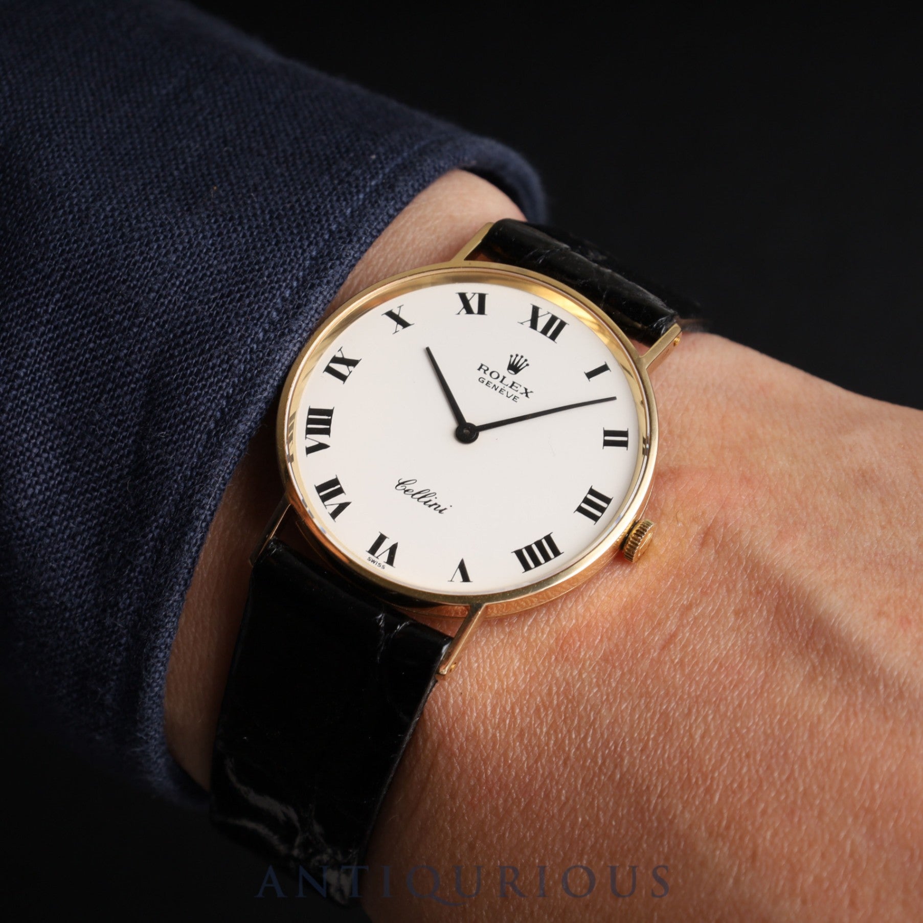 Rolex Cellini 3833 Manual winding Cal.1600 750 Leather Genuine buckle (GP) White Roman dial 1967 (23rd series) Overhauled