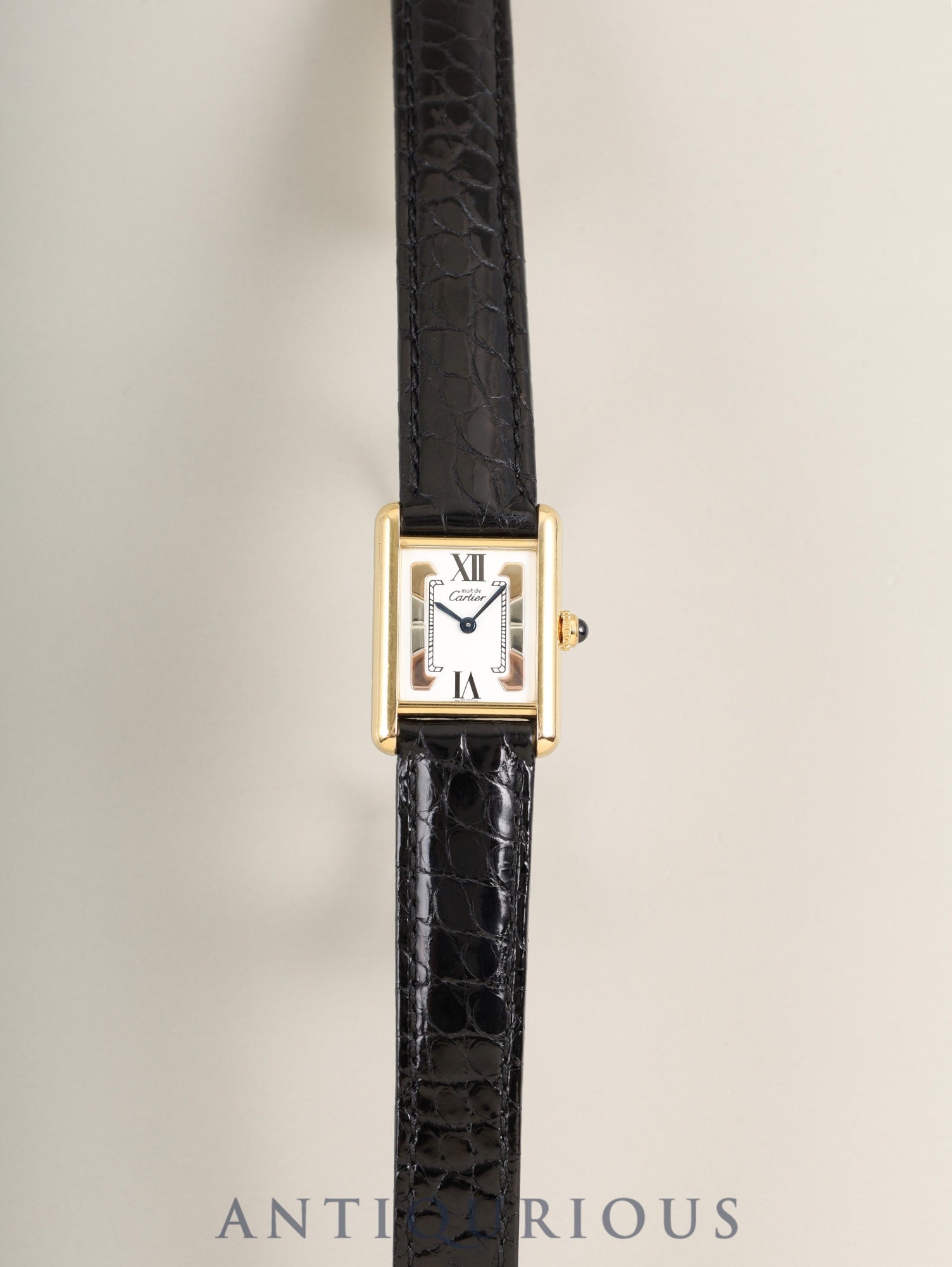Cartier Must Tank SM 1613 Quartz SV925 Leather with original deployant buckle (GP) with Trinity dial (SWISS表記) complete service by Cartier Boutique