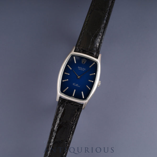 Rolex CELLINI 3807 Manual Winding Caliber 1601 18K Leather Strap with Genuine Stainless Steel Buckle Blue Gradient Dial 26x37mm 38 Series (1973) Overhauled