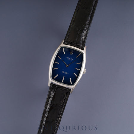 Rolex CELLINI 3807 Manual Winding Caliber 1601 18K Leather Strap with Genuine Stainless Steel Buckle Blue Gradient Dial 26x37mm 38 Series (1973) Overhauled
