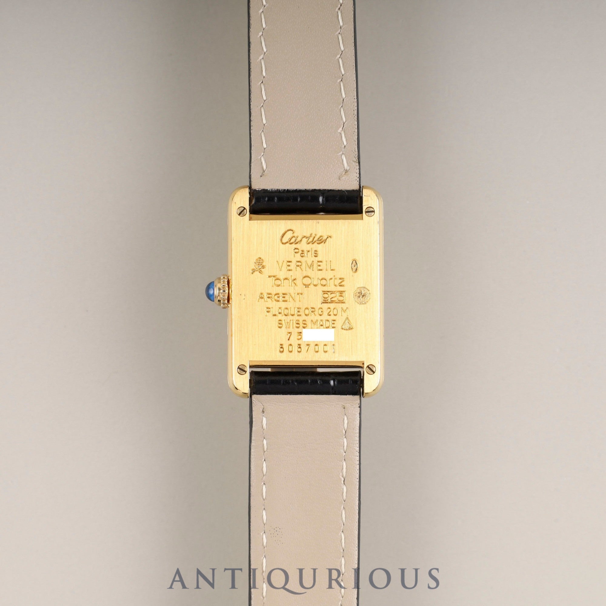 カルティエ マストタンク SM 5057001 クォーツ Cal.057 SV925 革 純正尾錠(GP) アイボリーローマン文字盤 オーバーホール済み