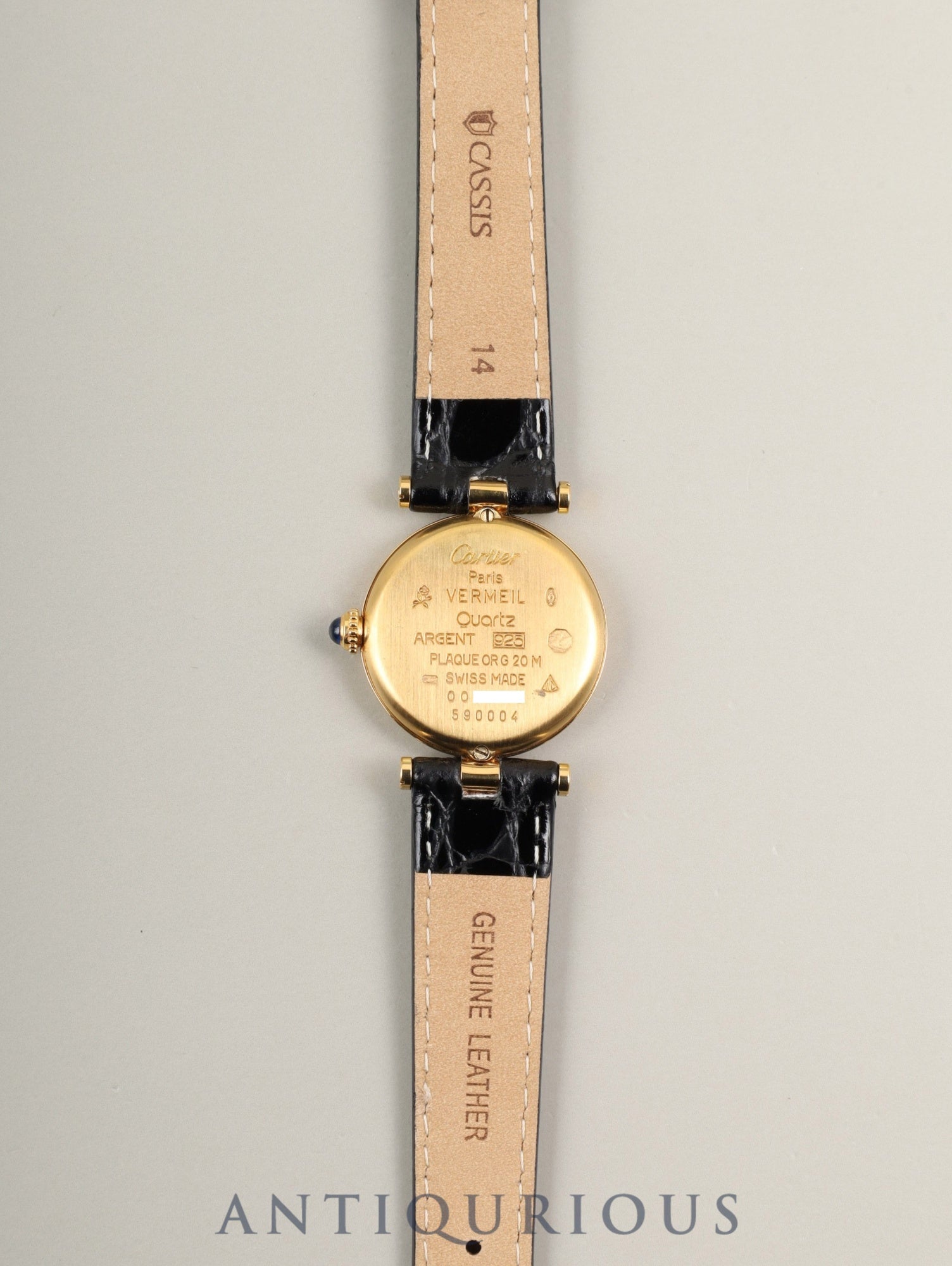 Cartier Must Vendome VLC SM 590004 Quartz Cal.90 SV925 Leather Original Pin Buckle (GP) Arabic Dial (SWISS marking) Overhauled