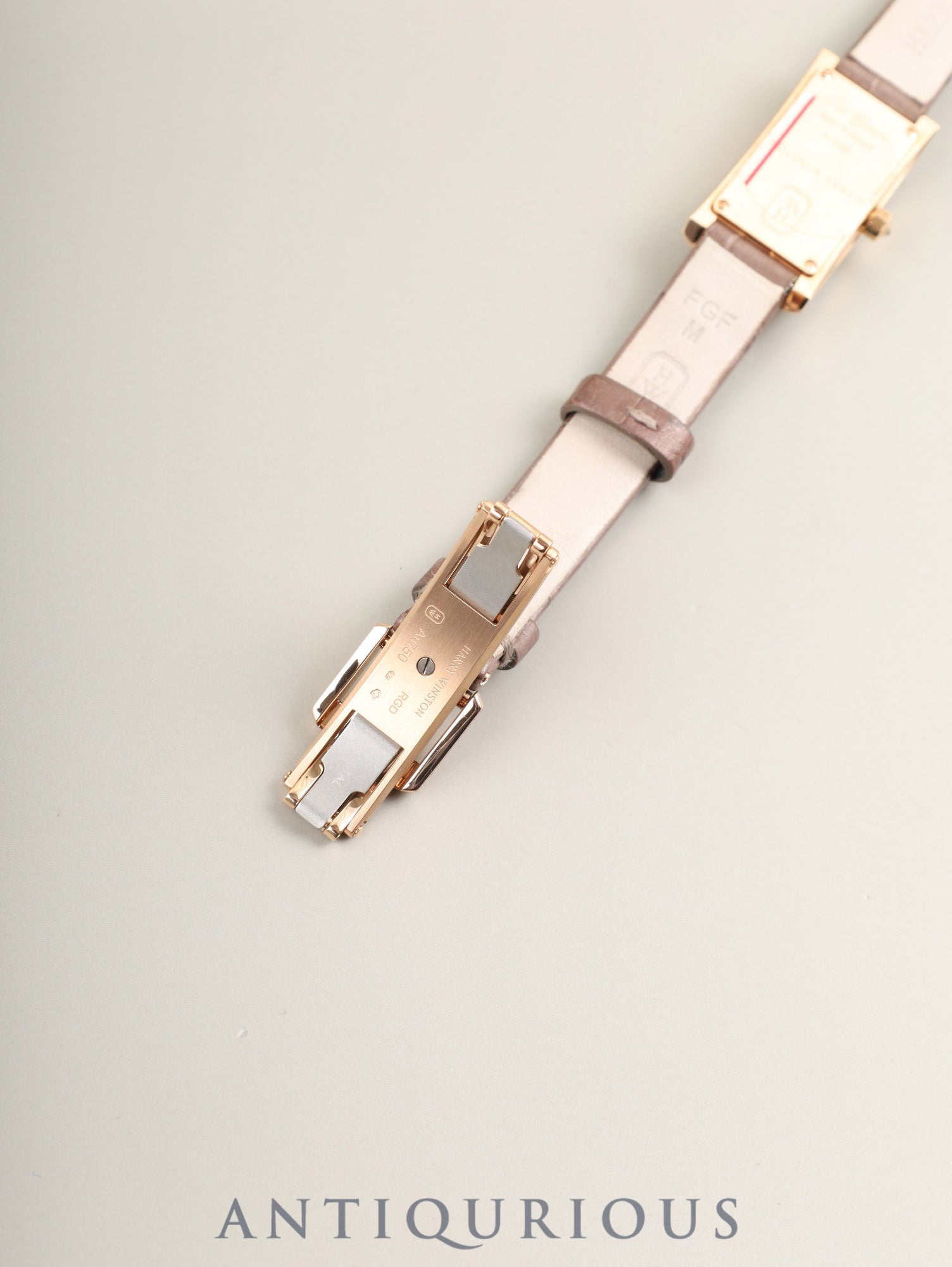 Harry Winston Avenue Avenue C Mini Moonphase AVCQMP16RR001 Quartz Cal.HW5101 (ETA280.002) 750PG Genuine Leather Strap Genuine Buckle (750PG) Mother-of-pearl Dial Diamond Bezel Overhauled