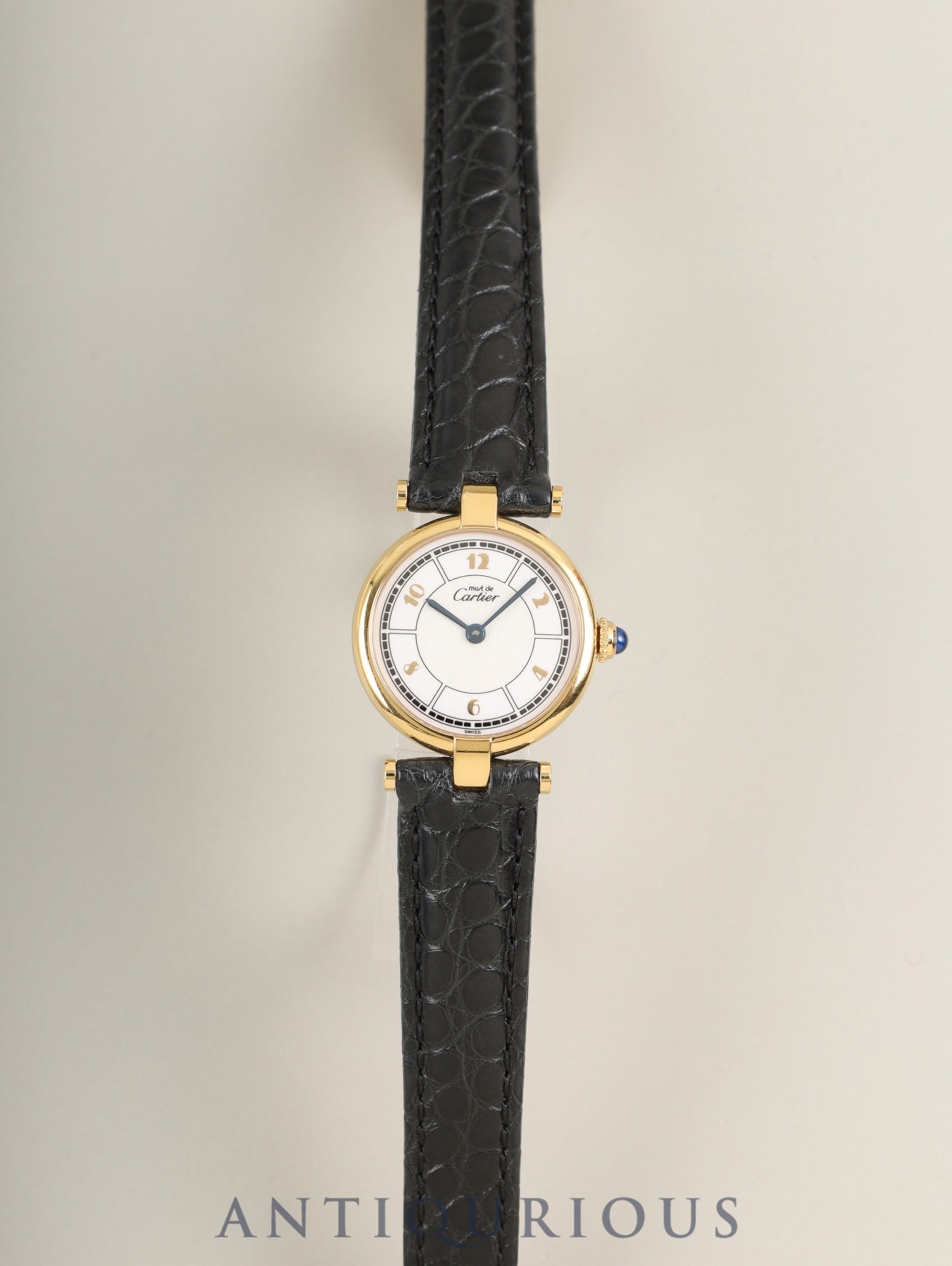 カルティエ マスト ヴァンドーム VLC SM W1009854 / 1851 クォーツ Cal.90.06 SV925 革 純正Dバックル(GP)飛びアラビア文字盤 箱 冊子 保証書(2000年)オーバーホール済み