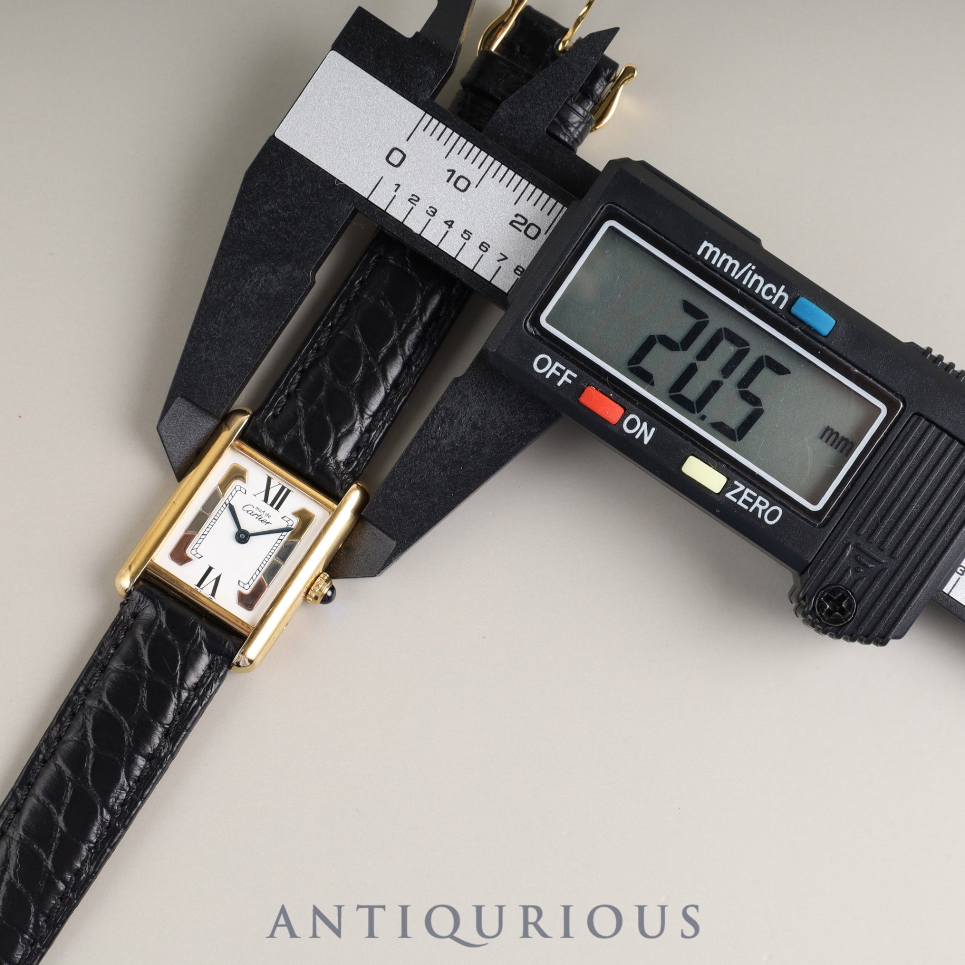 Cartier Must Tank SM 5057001 Quartz Cal. 057 SV925 Leather Strap with Genuine GP Buckle, Trinity Dial, Box, Dust Bag, Booklet, Warranty Card (1995) Overhauled