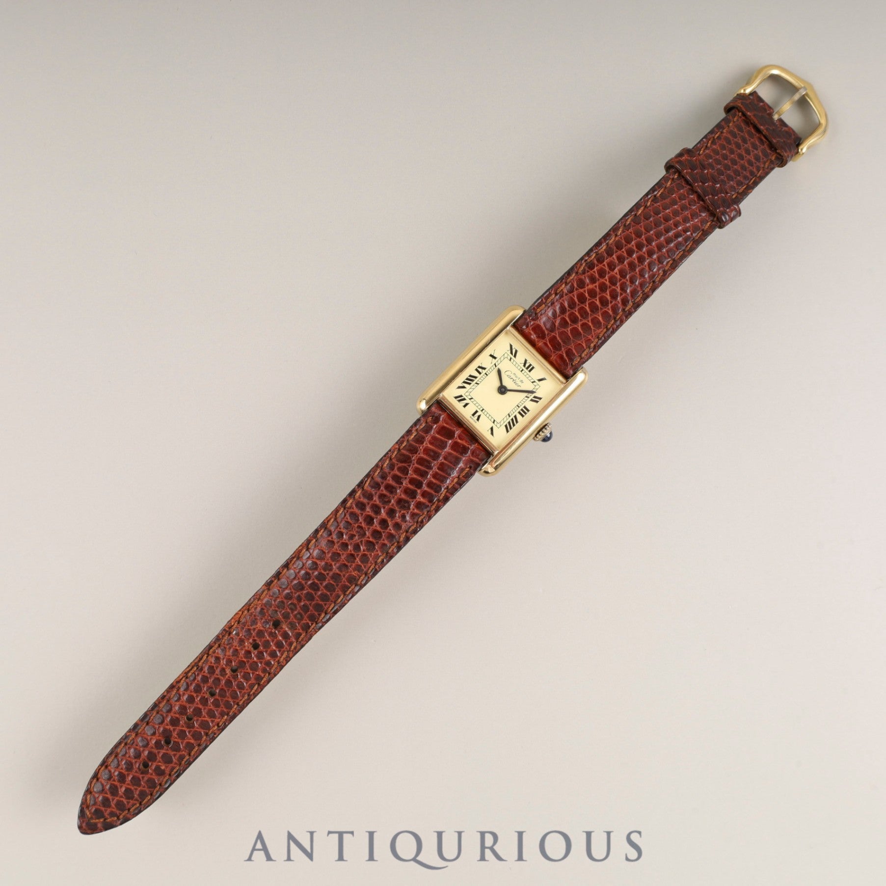 カルティエ マストタンク SM 手巻き Cal.78-1 SV925 純正革ベルト 純正尾錠(GP) アイボリーローマン文字盤 オーバーホール済み